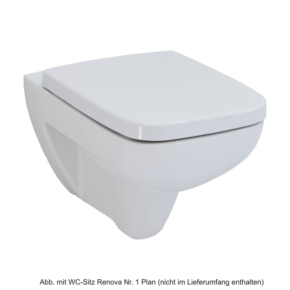 WC-Komplettset Geberit Wand-Tiefspül-WC Renova Plan, ohne Spülrand/Rimfree, weiß, 202