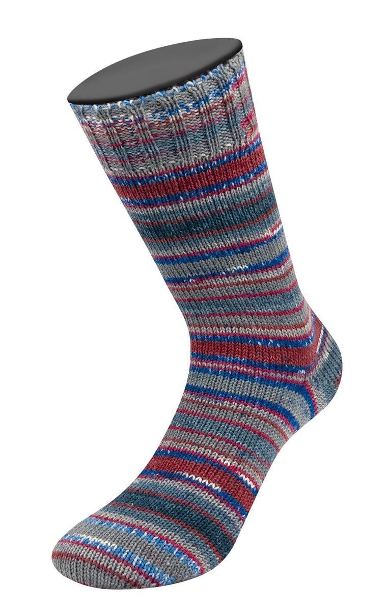 LANA GROSSA Meilenweit 100g Merino Extrafine Coccole 3803 blau weiß burgun... Häkelwolle, 420 m