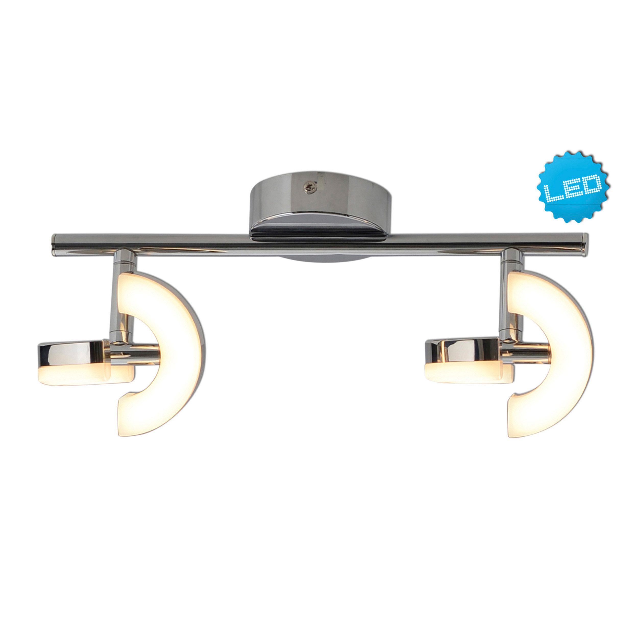 näve LED Deckenspot Affi, LED fest integriert, Warmweiß, 2er Spot Wand und Decke, verstellbar, L: 30cm, chromfarben, warmweiß