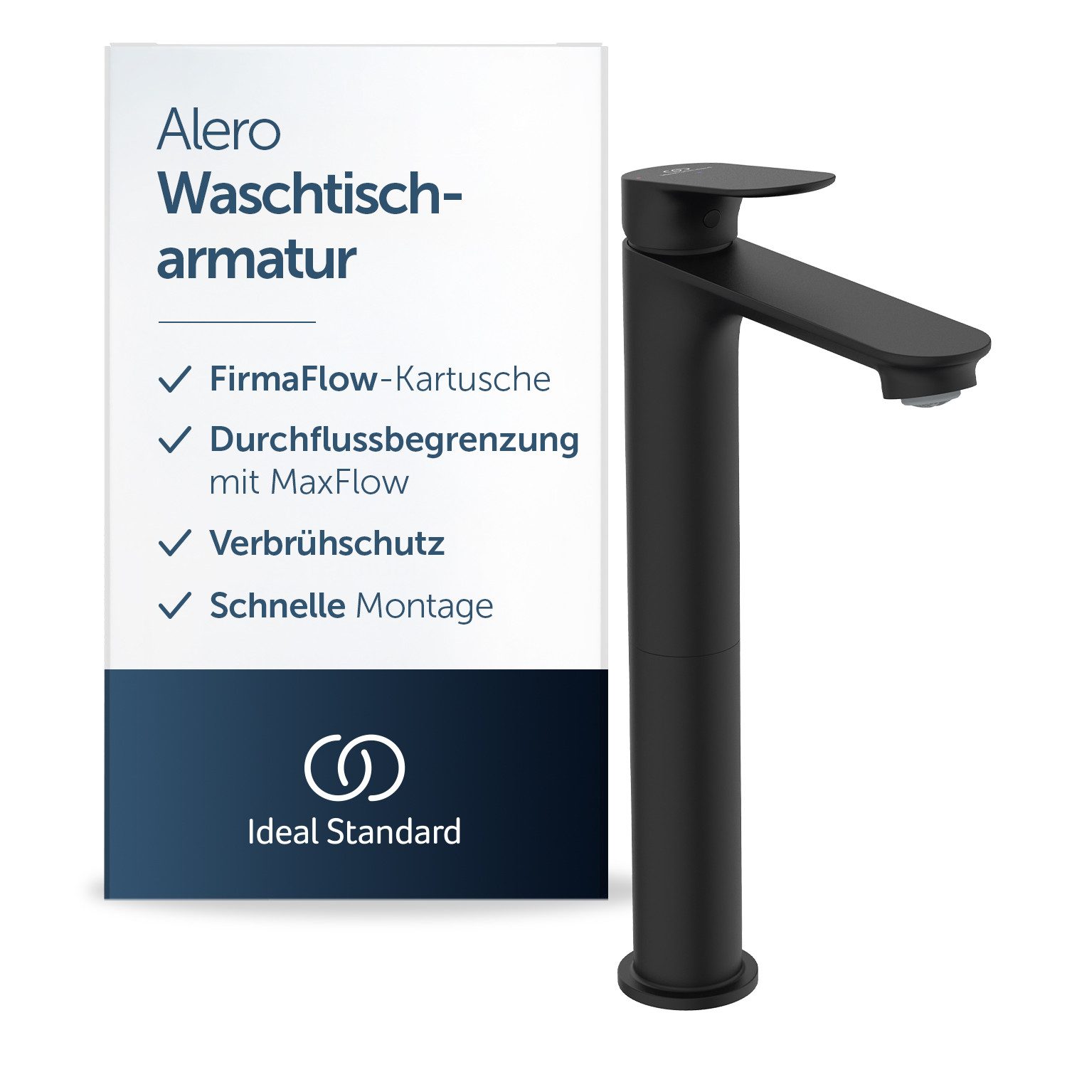 Ideal Standard Waschtischarmatur Alero FirmaFlow® Kartusche, Wassersparend, EasyFix® Schnellmontagesystem