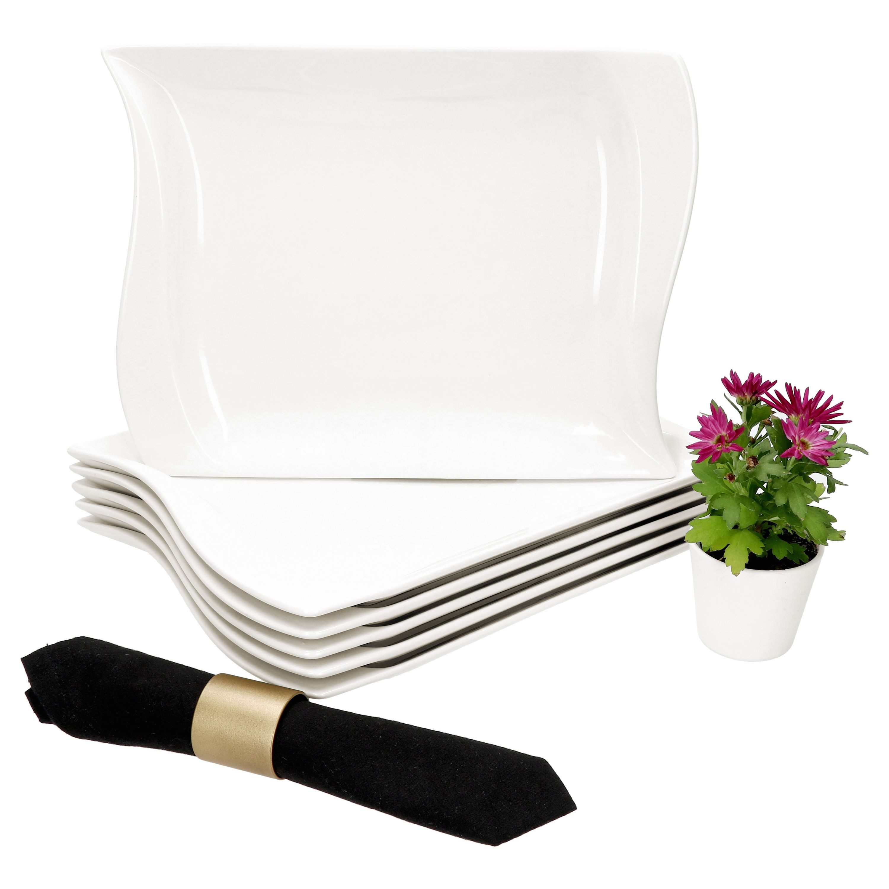 Speiseteller 6er Set Ivory Speiseteller Porzellan 6 Personen Platte Ess-Teller