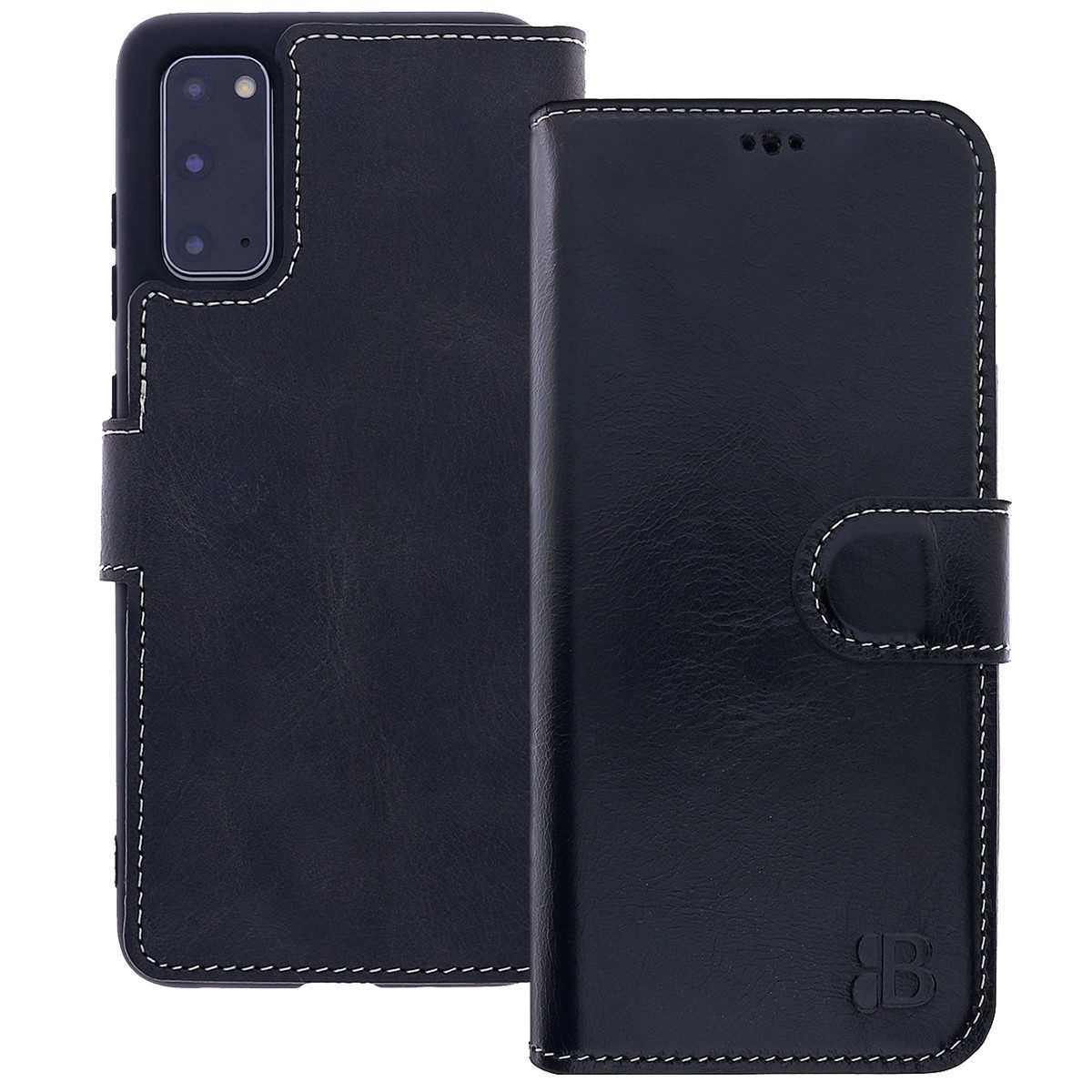 Burkley Handytasche Leder Book Cover für Samsung Galaxy S20 Handyhülle (1-tlg., Book Case Lederhülle mit Kartenfach und Magnetverschluss), Optimaler Rund-Um-Schutz, Kartenfächer mit RFID Blocker