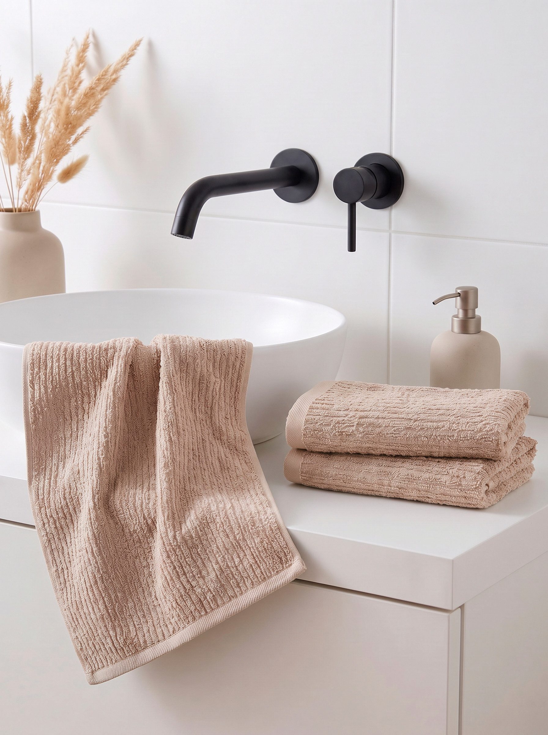 OTTO home Gästehandtücher Riva, 30x50, Premium Handtücher, 500 gr/m², Webfrottier (3-St), Hoch-Tief-Struktur, Streifen, weich, 5 Jahre Garantie