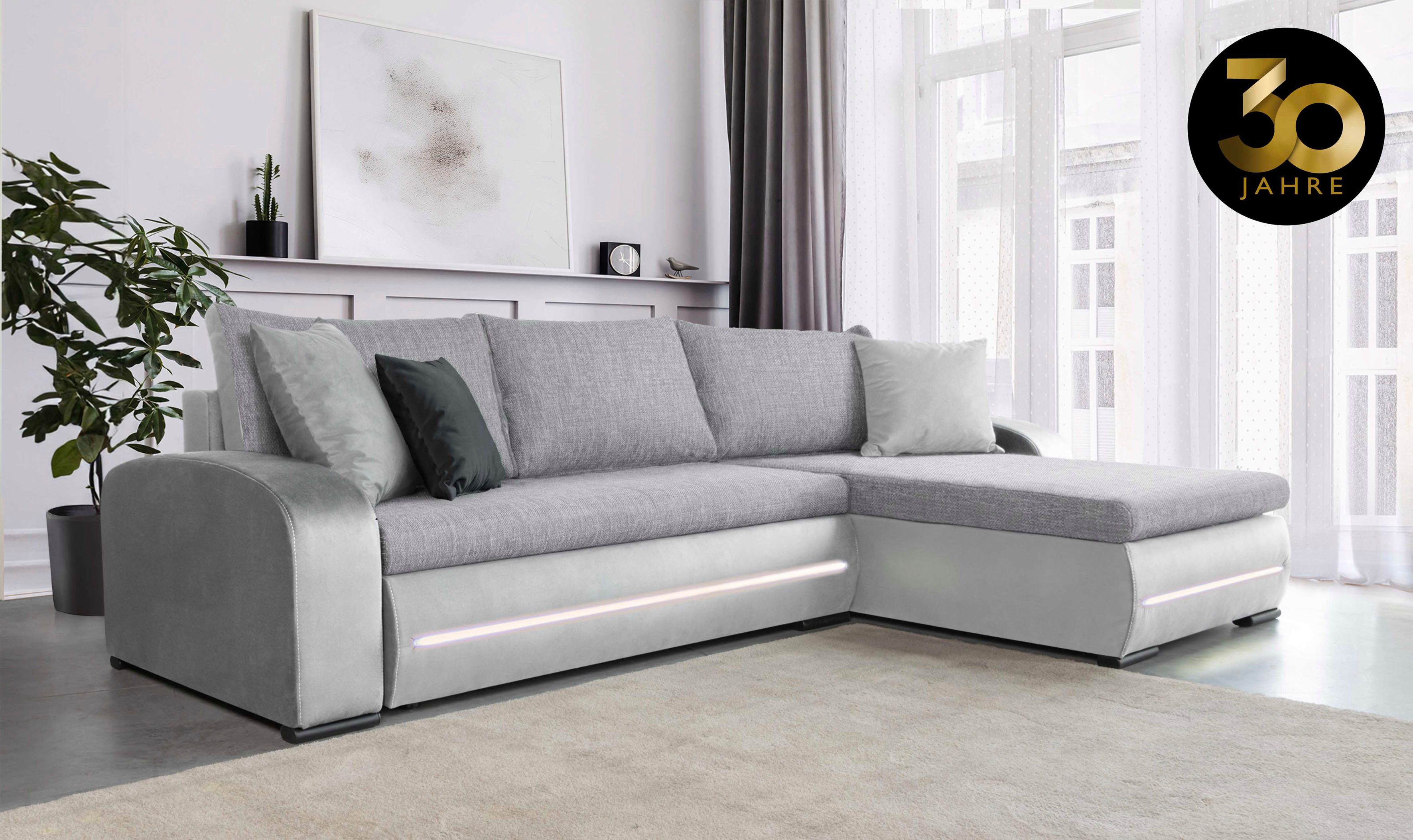 COLLECTION AB Ecksofa 30 Jahre Jubiläums-Modell Wind L-Form, inkl. Schlaffunktion und Bettkasten, frei im Raum stellbar