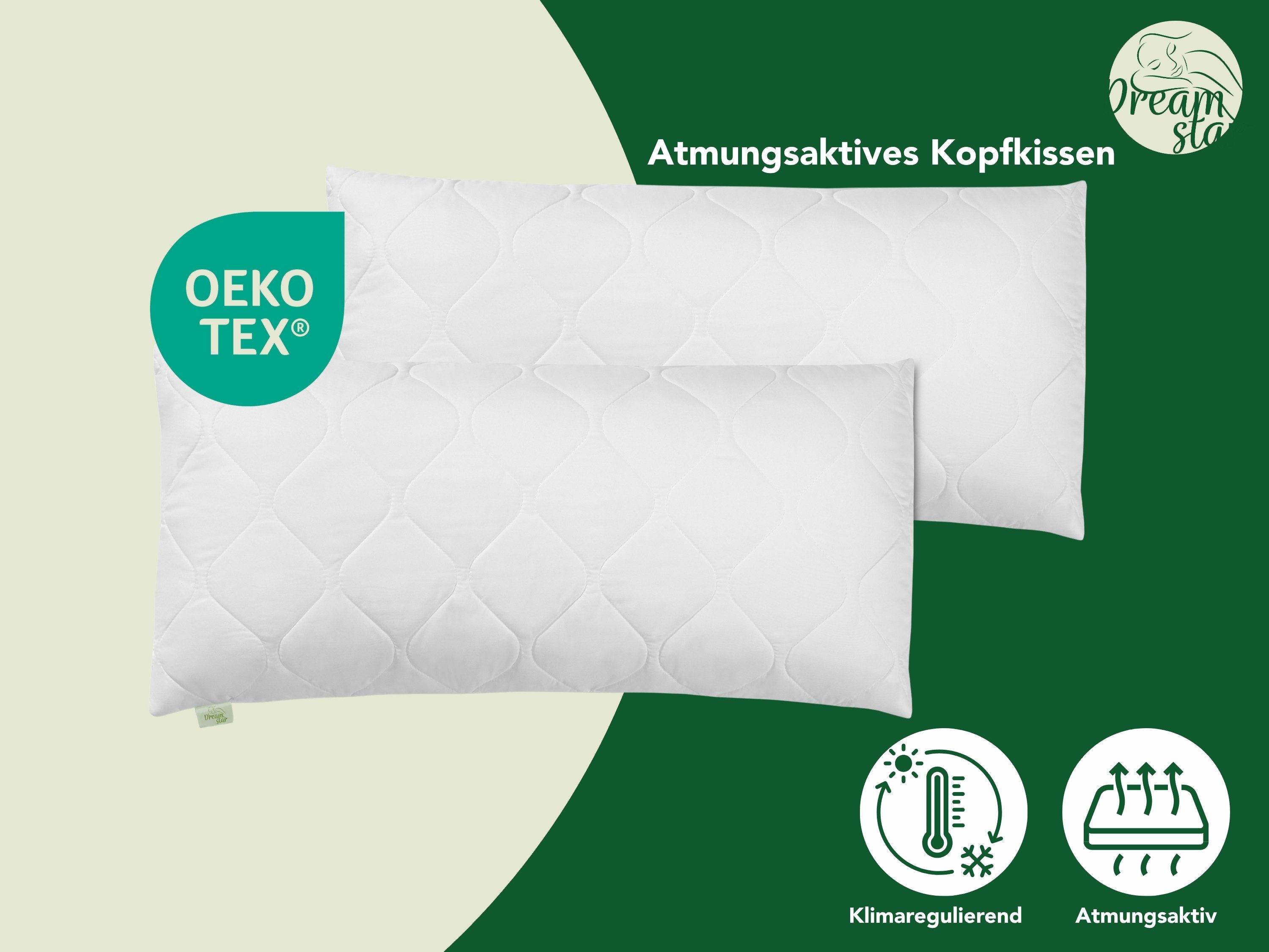 Dreamstar Microfaserkissen gestepptes Kopfkissen 40x80 cm und 80x80 cm - Pr günstig online kaufen