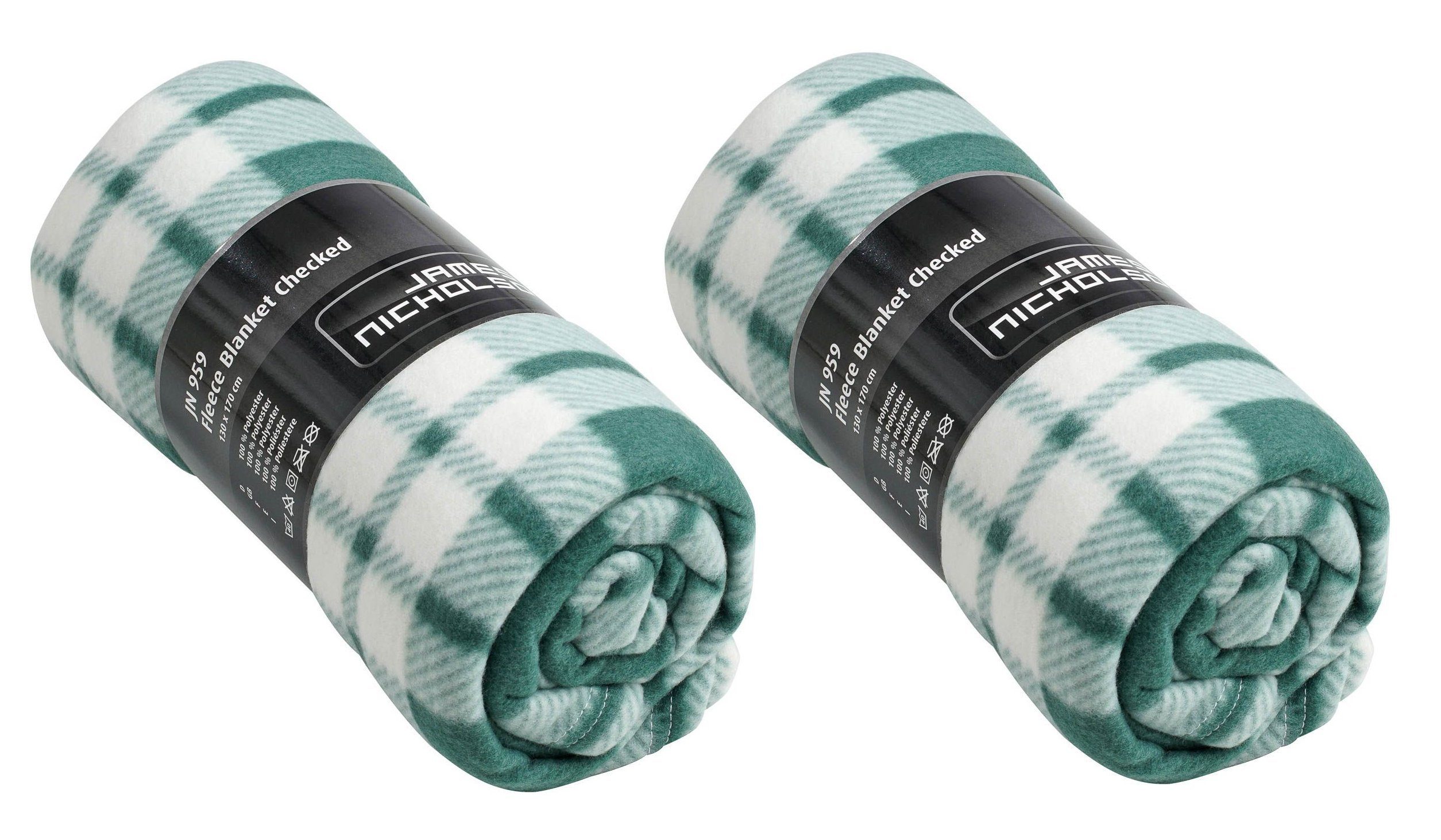 Wohndecke Doppelpack Beidseitig bedruckte Fleecedecke im Karodesign JN959, günstig online kaufen