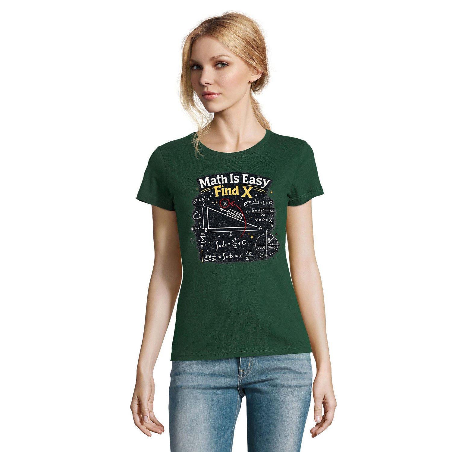 Blondie & Brownie T-Shirt MathIsEasyFindX Damen Tee Schule Mathematik ist einfach Abi Print (Einzelstück, Einzelartikel) MathIsEasyFindX Damen Tee Mathematik