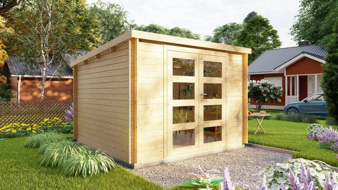 Thumbnail - Finn Art Blockhaus Gartenhaus Funny 2 Holzhaus Blockbohlenhaus, BxT: 298x298 cm, mit Fußboden