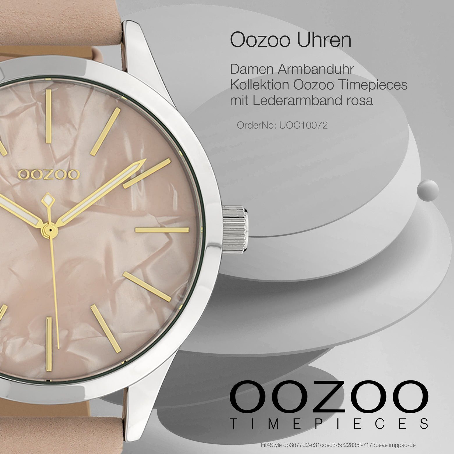 Lederarmband, groß Armband-Uhr, Damen Quarzuhr Damenuhr Oozoo (ca. 45mm) Fashion-Style OOZOO rund,