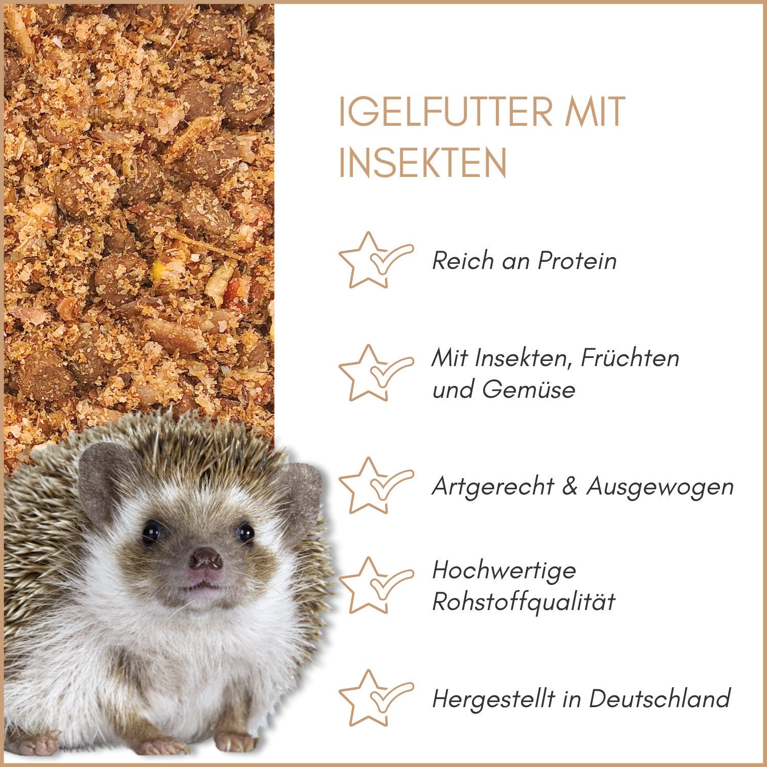 Supravit Igelfutter mit Insekten - Artgerechte, ganzjährige Fütterung für Igel, Hauptfutter für: Nutz-/ Wildtier