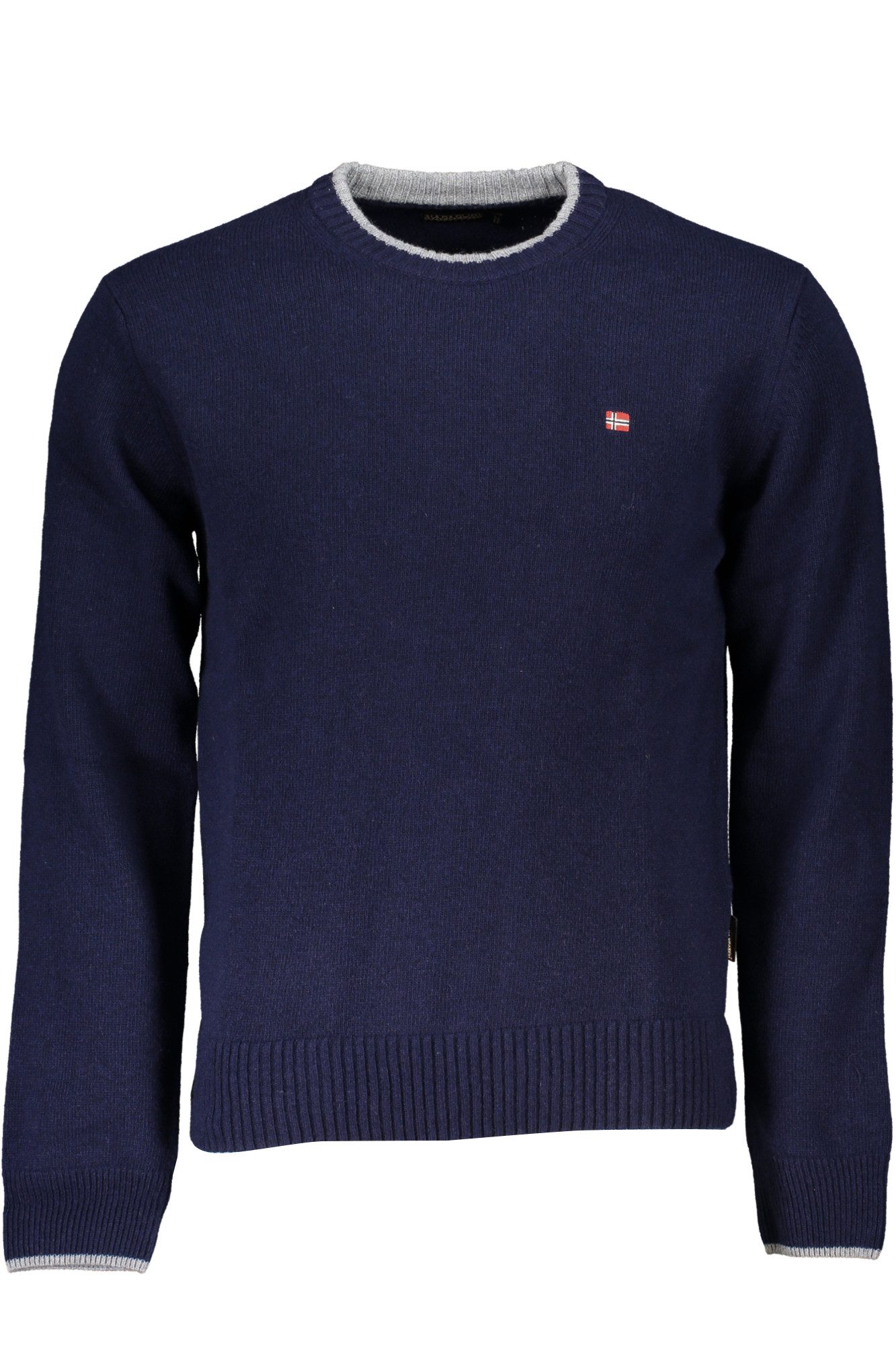 Napapijri Strickpullover Herren Pullover Blau - Regular Fit, Rundhals, Kontrastdetails & Sticke