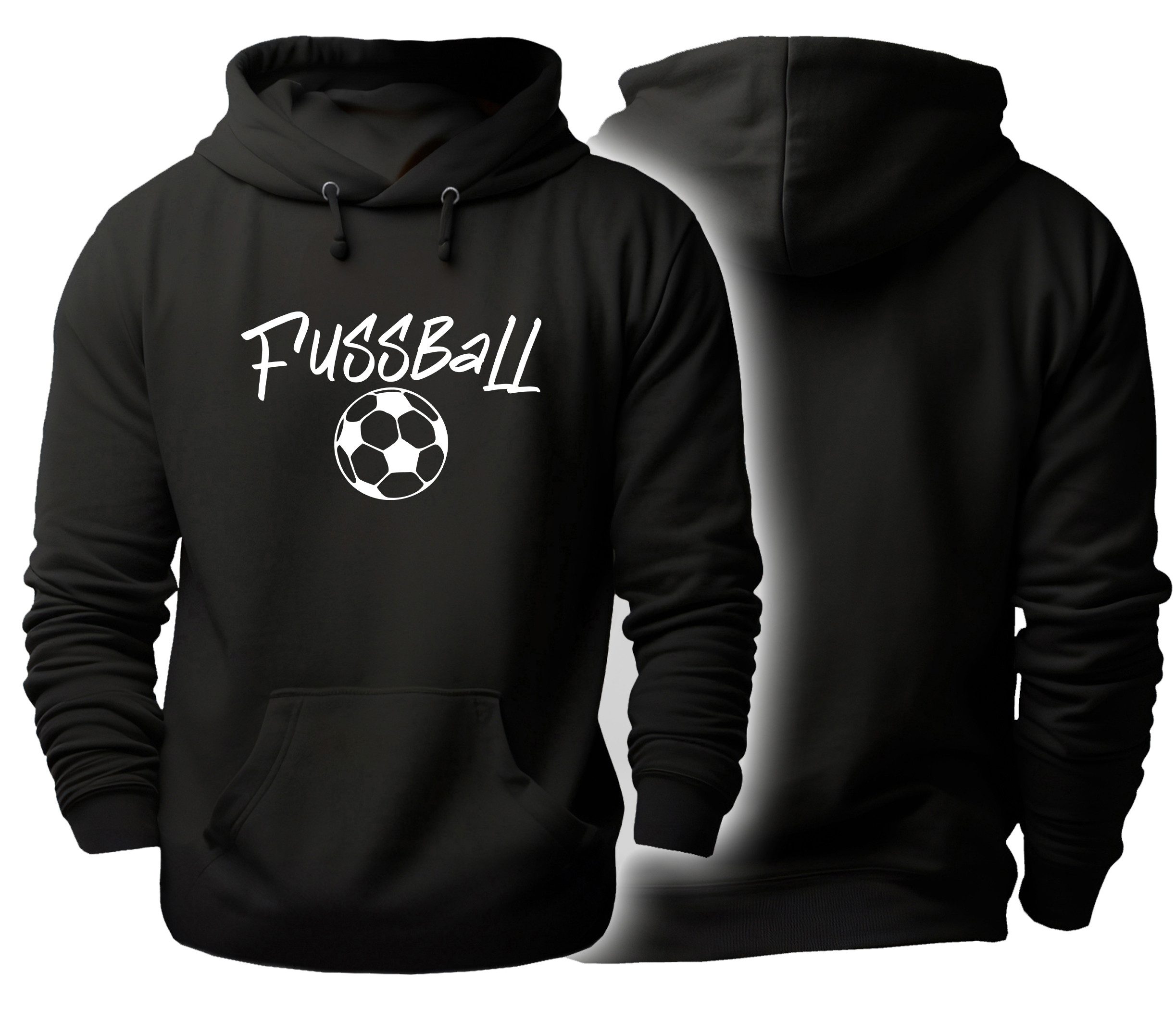 MyDesign24 Hoodie Fussball Kapuzen Pulli - Fussball mit Schriftzug Herren und Damen Kapuzensweater i487