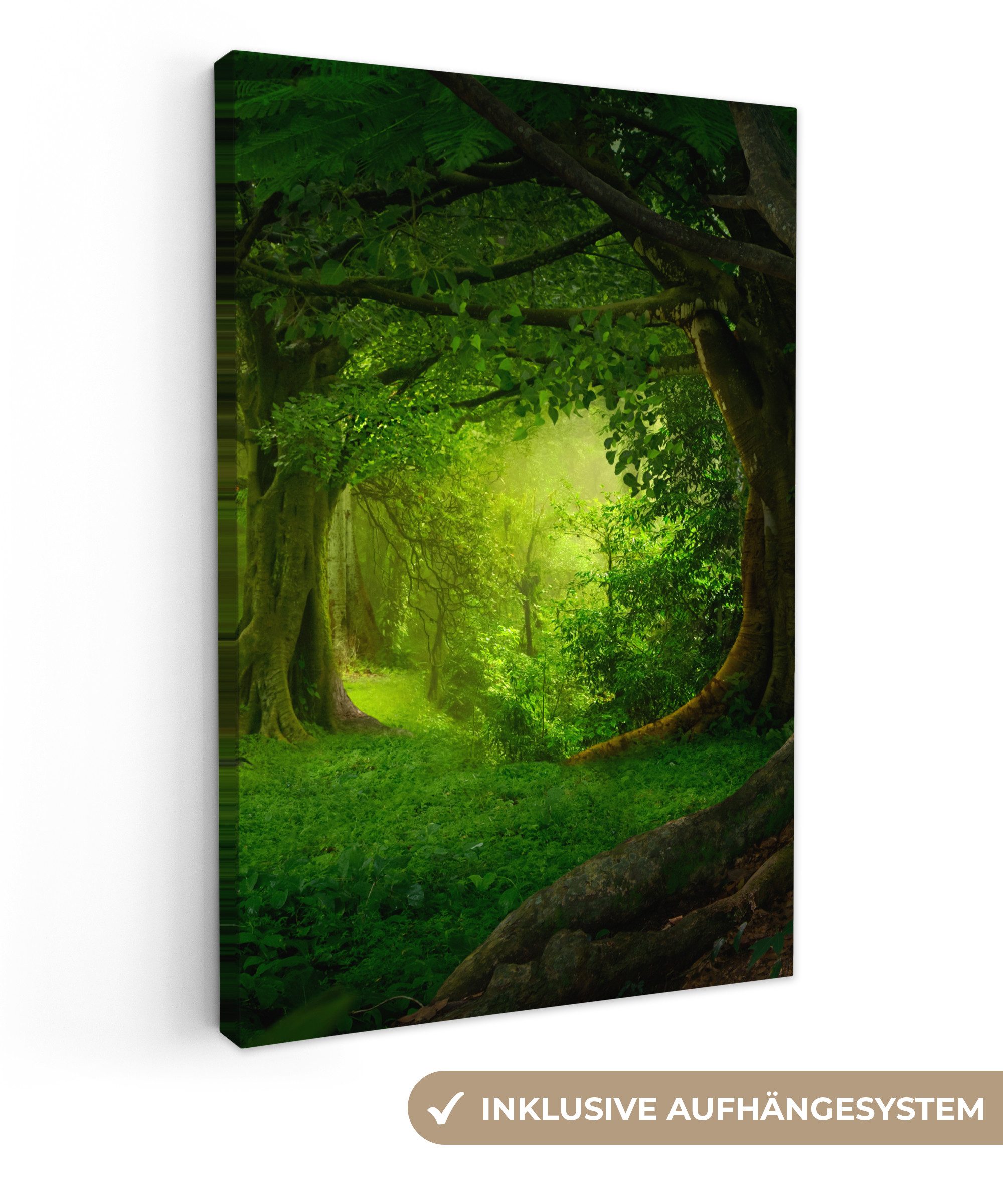 OneMillionCanvasses® Leinwandbild Bäume - Wald - Grün - Landschaft - Natur, Fotodruck (1 St), Leinwand Canvas Wandbild, Wanddekoration 20x30 cm