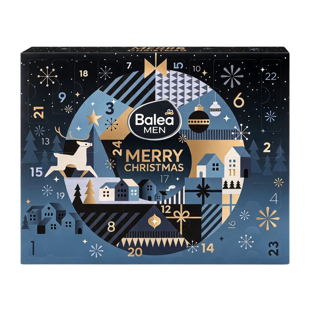 Balea Men Adventskalender 2026 Weihnachtskalender Beauty Herren & Männer Kosmetik (Set, 24-tlg), 24 Pflege Produkte Advent Kalender Mann