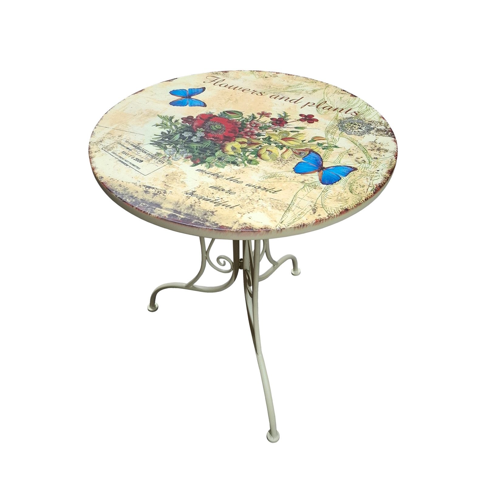 HTI-Living Gartentisch Metalltisch Flowers and Plants (Stück, 1-St., 1 Tisch), Gartentisch nostalgisch mit Motiv
