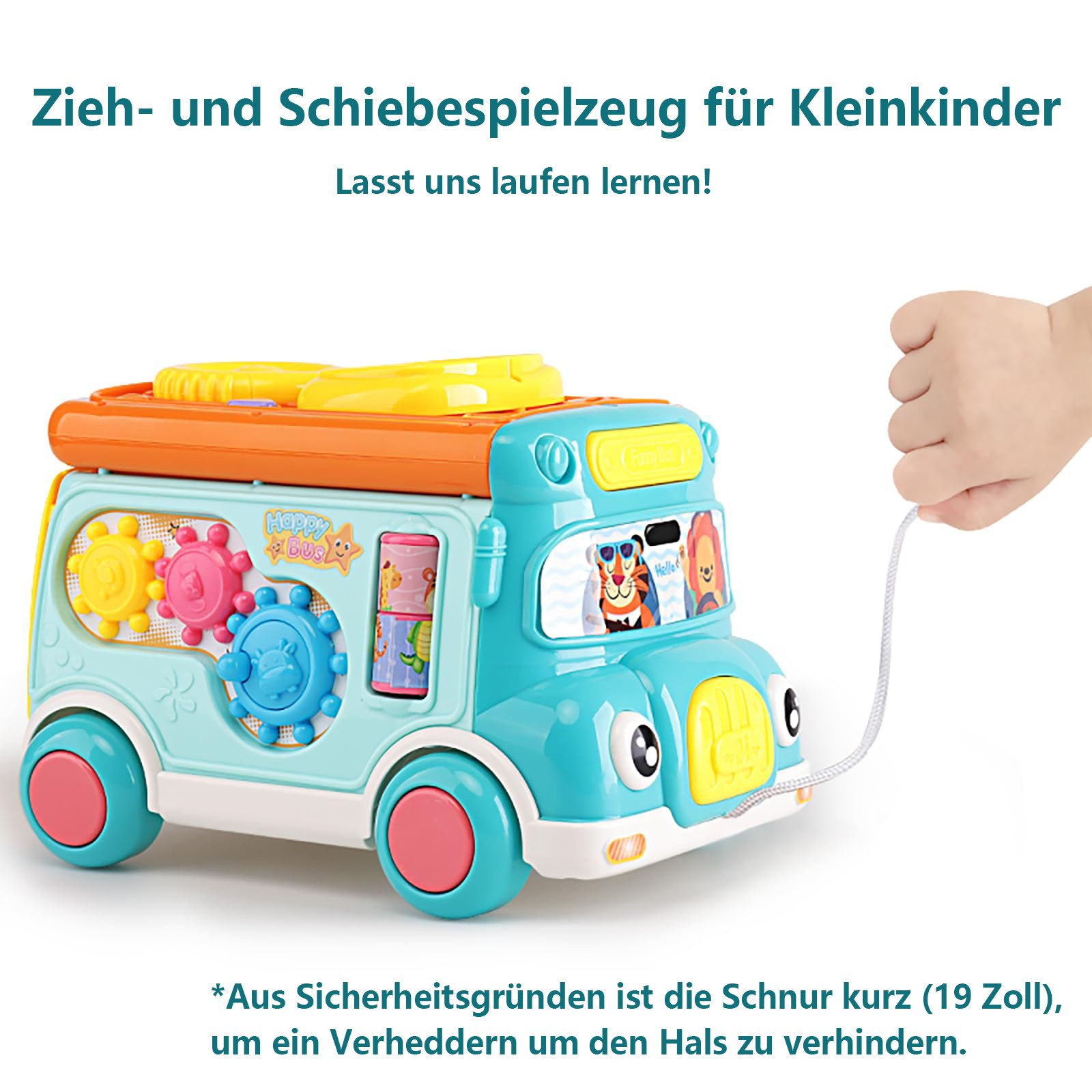 CLTYQ Spielzeug-Bus Babyspielzeug, interaktive Musikbusse, frühkindliche Bildung, Lernfahrzeuge mit Ton und Licht, interaktive Spiele, Lernspielzeug