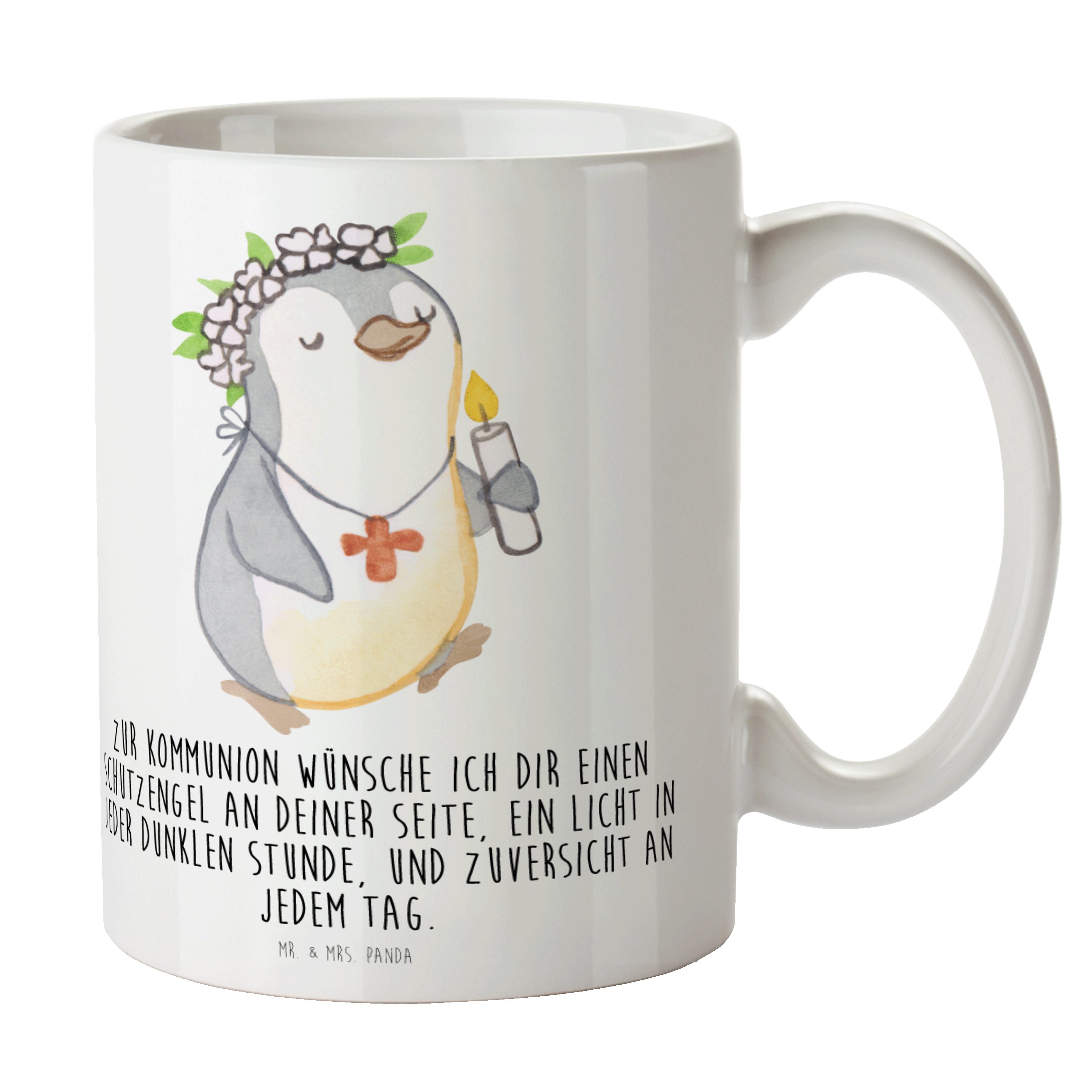 Mr. & Mrs. Panda Tasse Pinguin Kommunion Mädchen - Weiß - Geschenk, Konfirmation Geschenk, G, Keramik