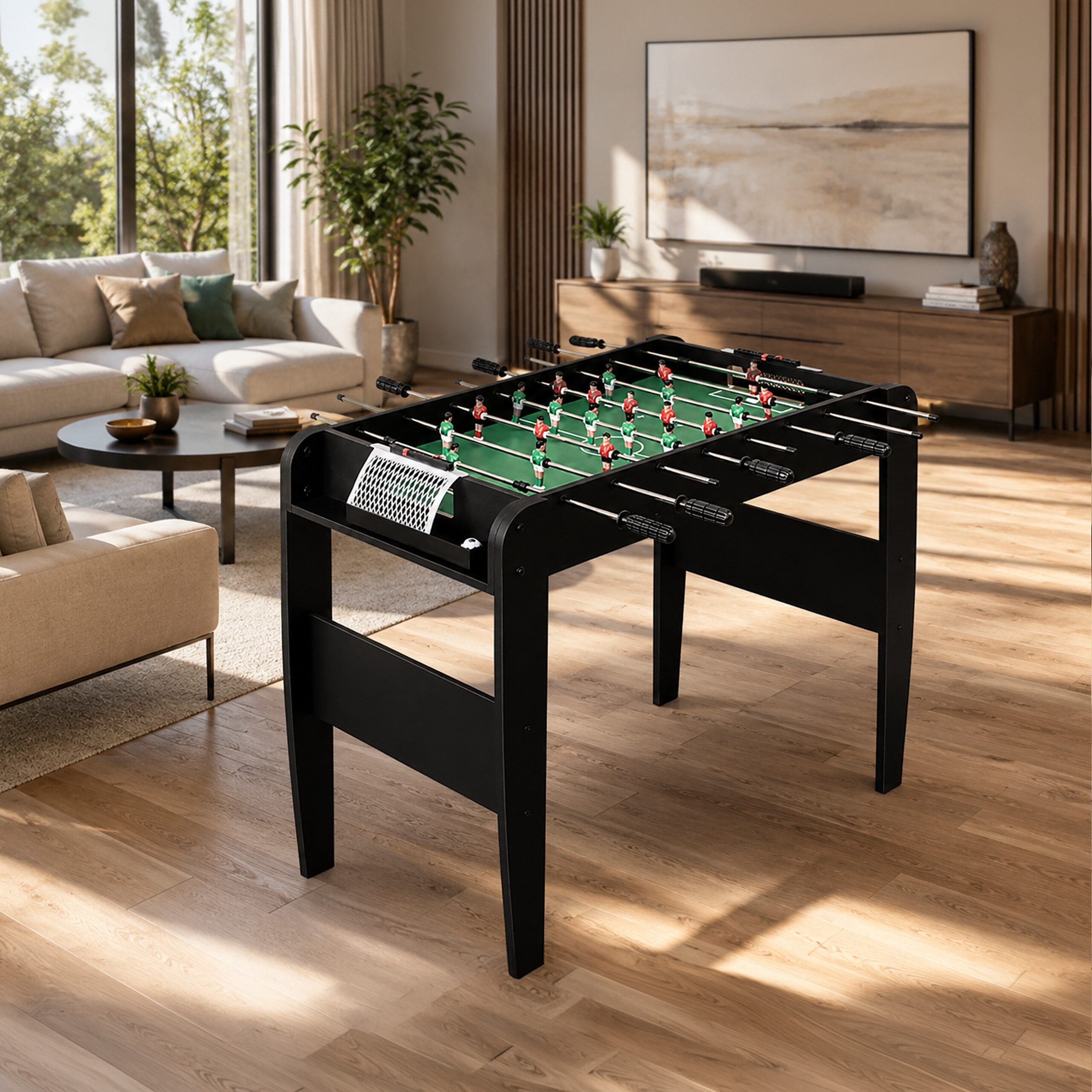 relaxdays Kickertisch mit 3 Bällen, schwarz