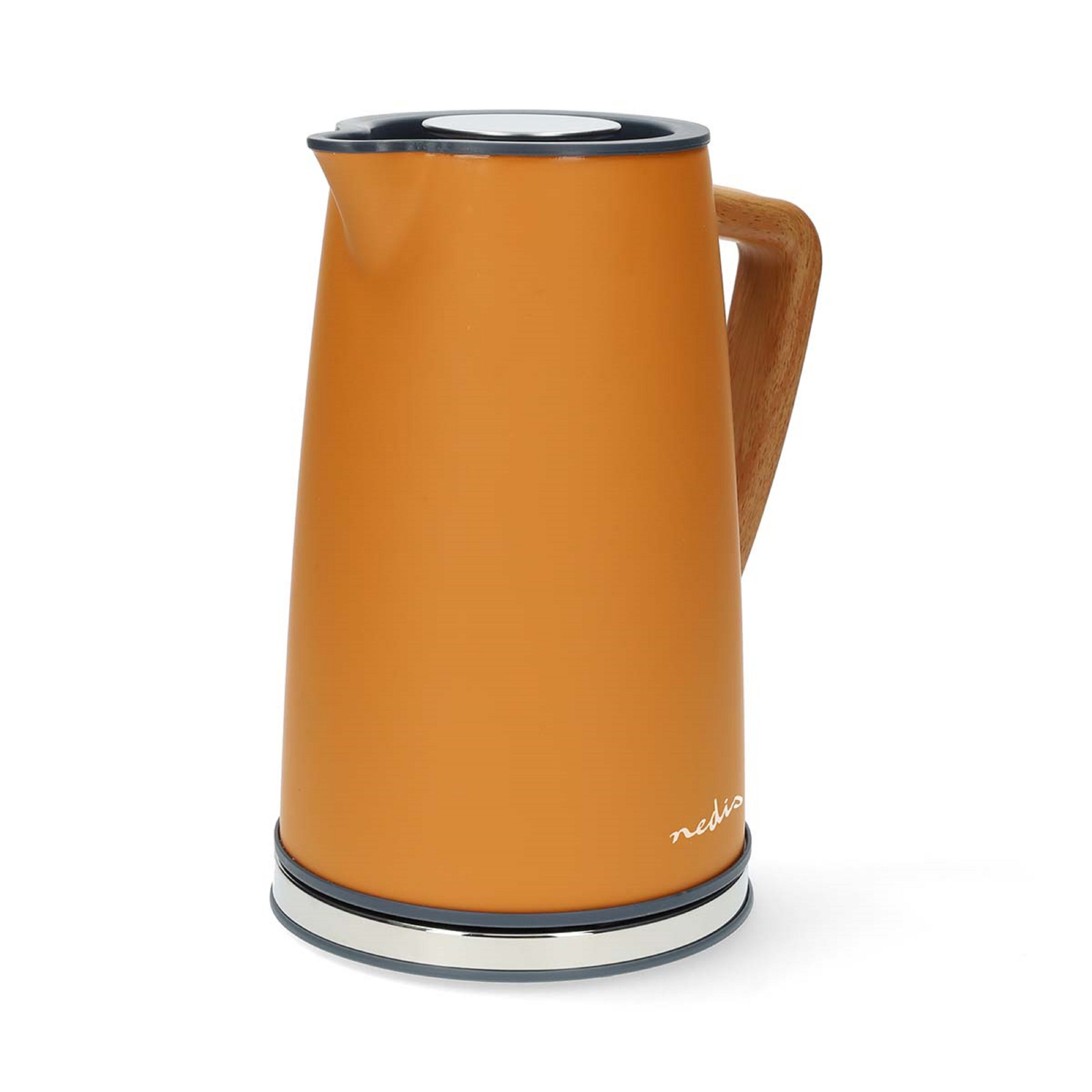 Nedis Wasserkocher KAWK510E, 1.7 l, 2200,00 W, Edelstahl & Soft-Touch, schnell kochend, 360° drehbar inkl. Kalkfilter