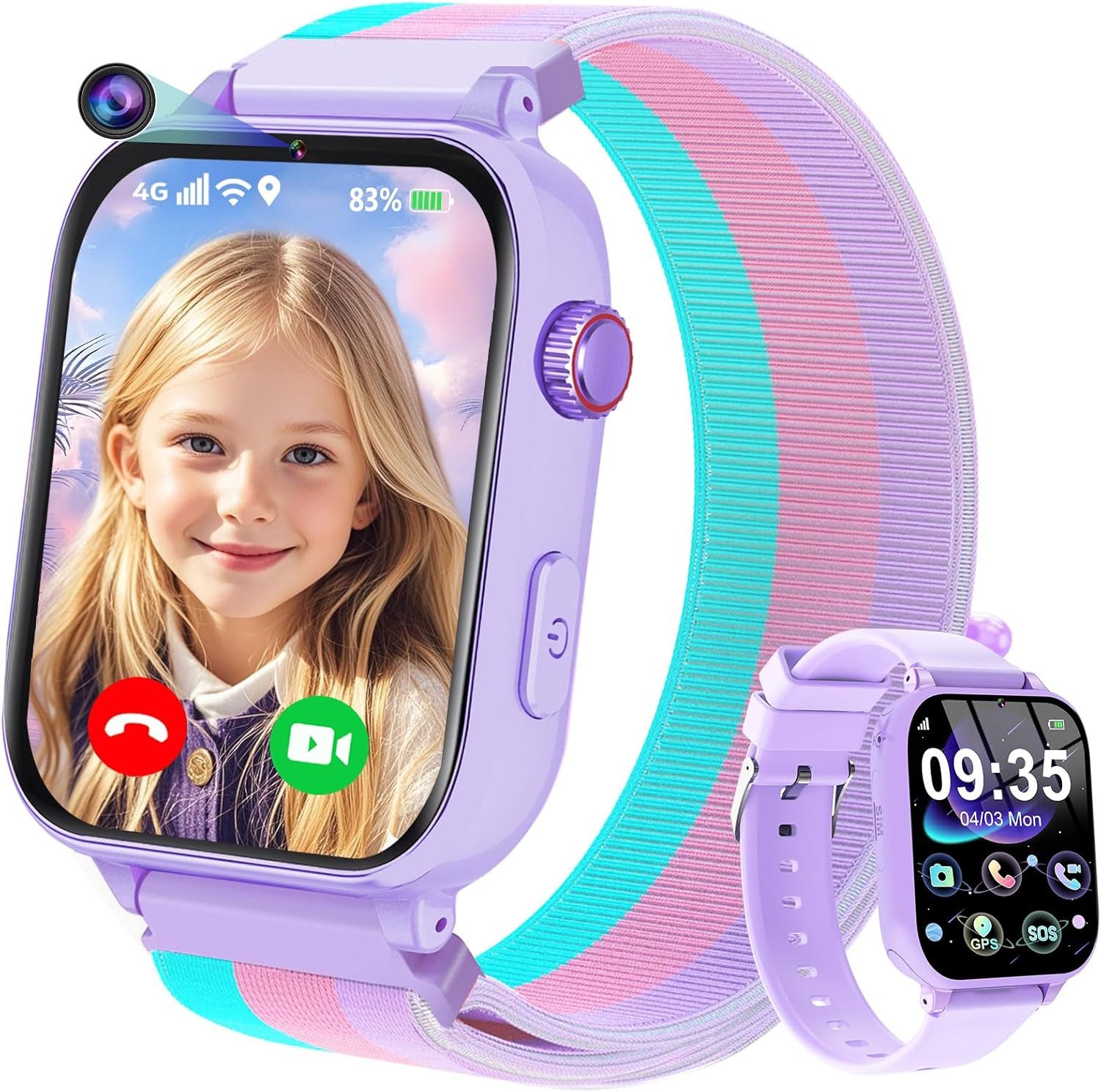CATGIFF A22 Smartwatch (2,5 cm, sim-karte), Kinder Smartwatch mit GPS Videoanruf