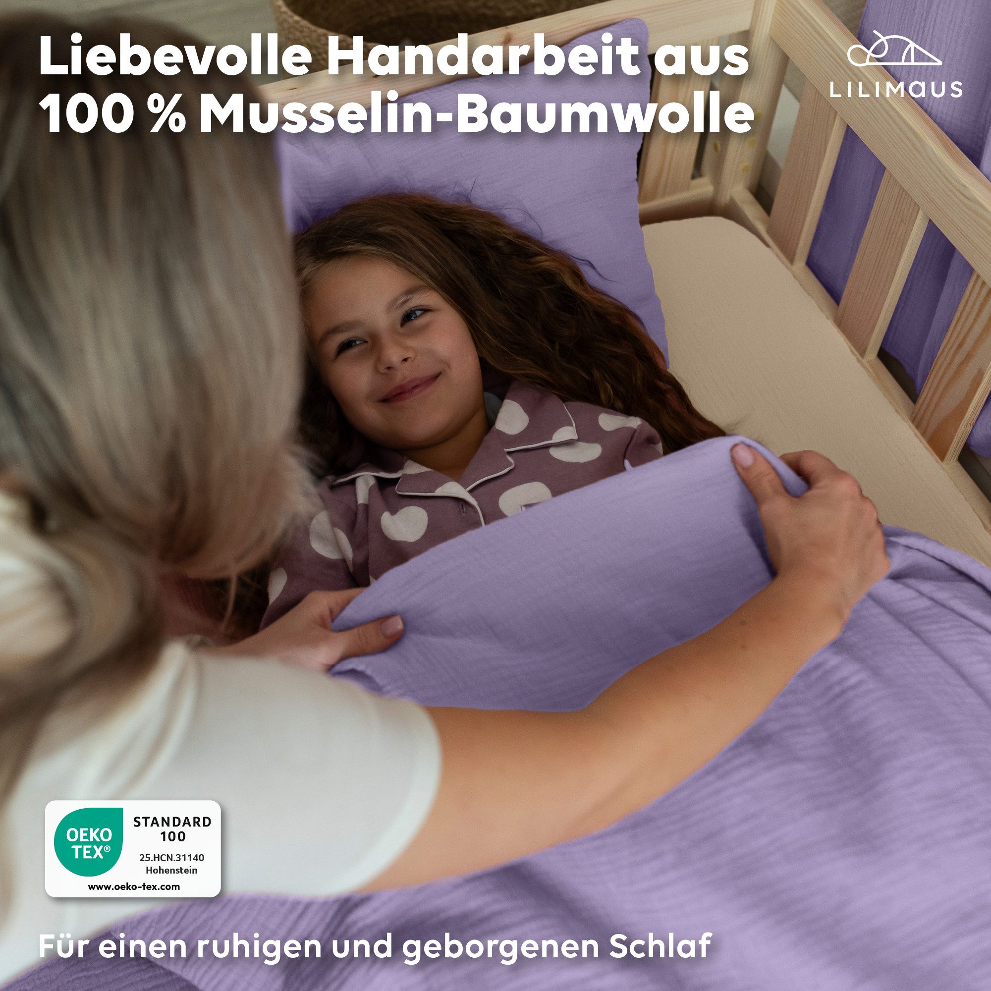 lilimaus Kinderbettwäsche Musselin Bettbezug-Set 100x135 & 135x200 mit Kissenbezug, 1 teilig, butterweich & temperaturausgleichend - Set mit Kissenbezug