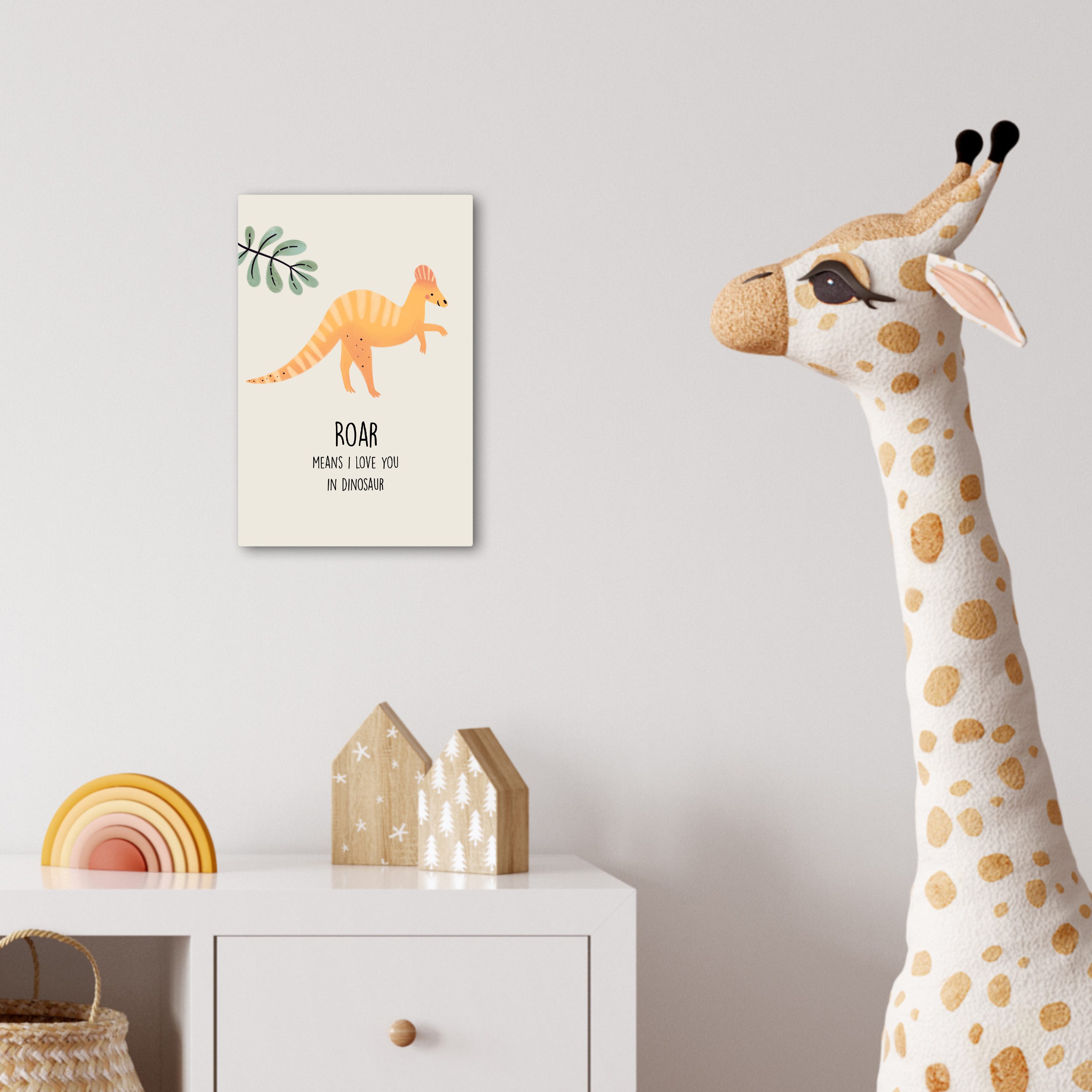 OneMillionCanvasses® Leinwandbild Kinder - Dino - Beige - Zitat - Brüllen, ich liebe dich, Fotodruck (1 St), Kinderzimmer Deko, Mädchen und Jungen Bilder 20x30  – Bild 4 von 5