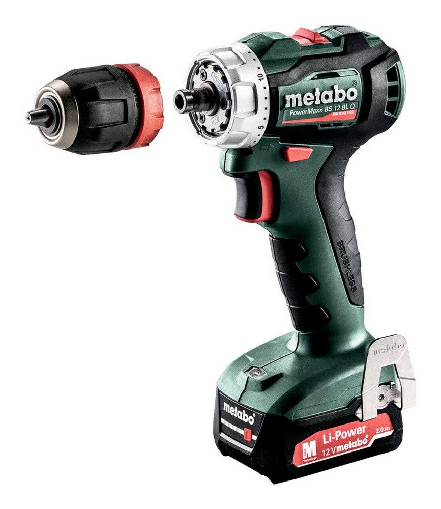 metabo Akku-Bohrschrauber PowerMaxx BS 12 BL Q, 12 V, Bohrmaschine 2 x 2 Ah Li-Ion in MetaBox