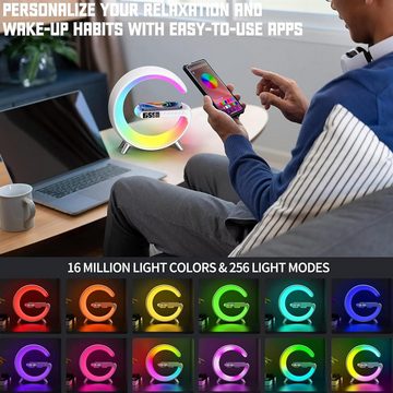 BlingBin LED Nachttischlampe 2024 Neue Intelligente LED Tischlampe AtmosphäRenlampe, Bluetooth, LED fest integriert, RGB, Dimmbare Nachtlicht Lampe mit Bluetooth Lautsprecher, Ohne APP