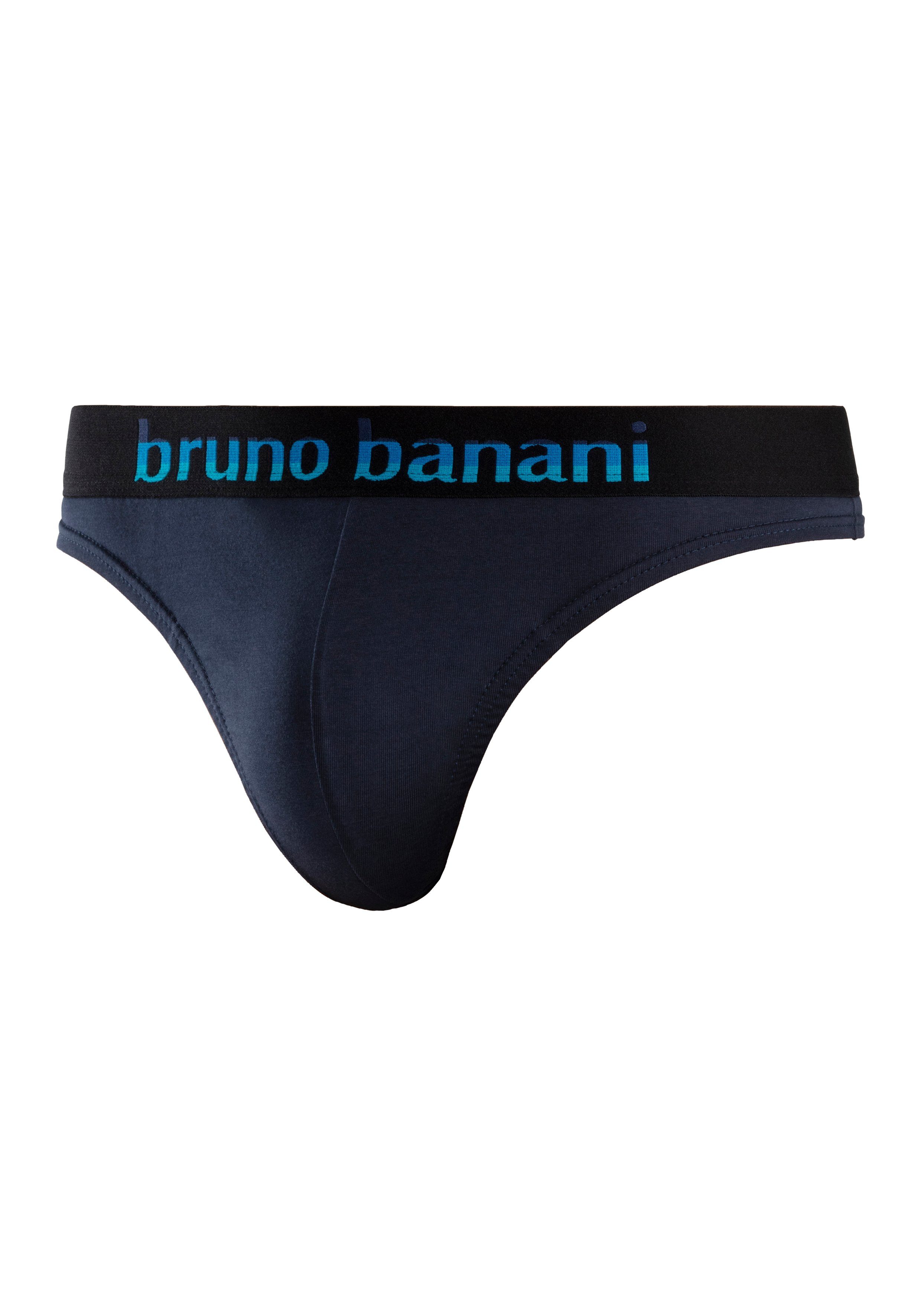 (Packung, 5-St) mit String navy-blau, Streifen grau-meliert-mint, Webbund schwarz-pink, schwarz-grau Logo Banani anthrazit-meliert-gelb, Bruno