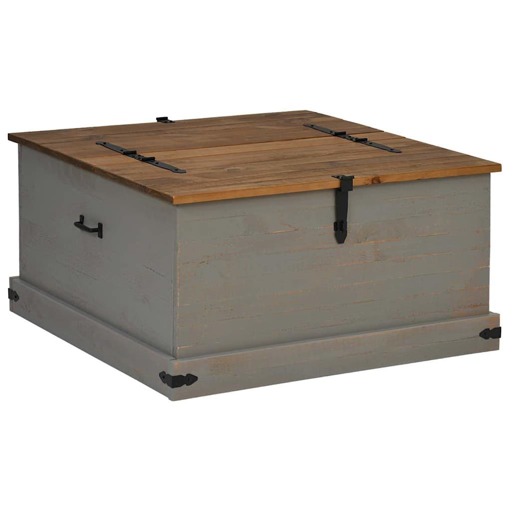 vidaXL Truhe Grau Truhe Holztruhe Aufbewahrungstruhe HALDEN Grau 91x91x47 cm Massiv