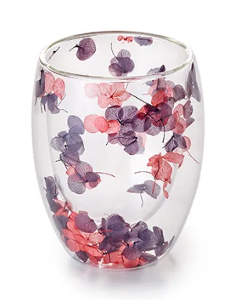 ChaCult Teeglas Edvina rot anthrazit - hitzebeständig - mit Trockenblumen, 1-tlg., doppelwandig