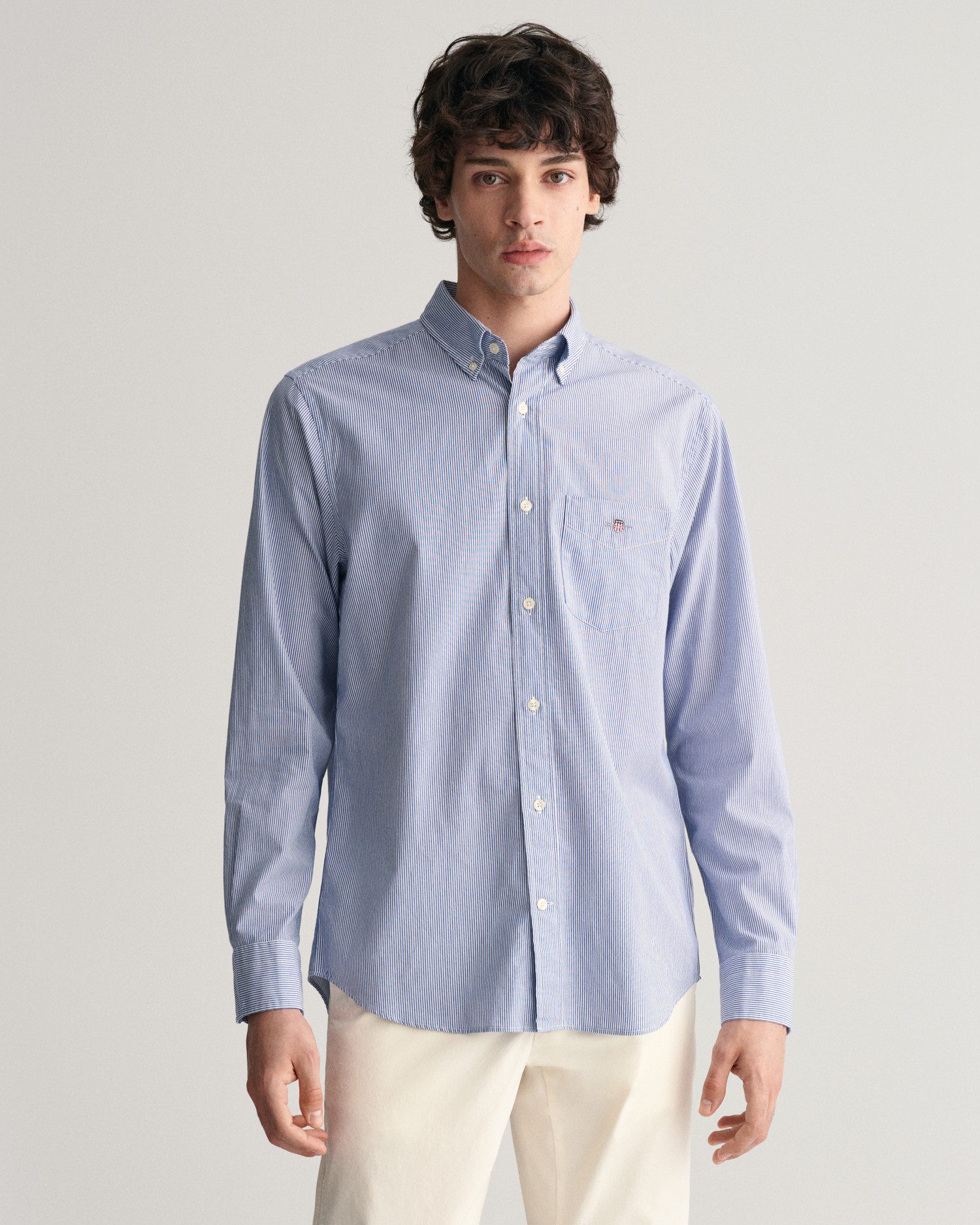 Gant Langarmhemd REG POPLIN BANKER SHIRT Banker Stripe Popeline, leichte Baumwolle