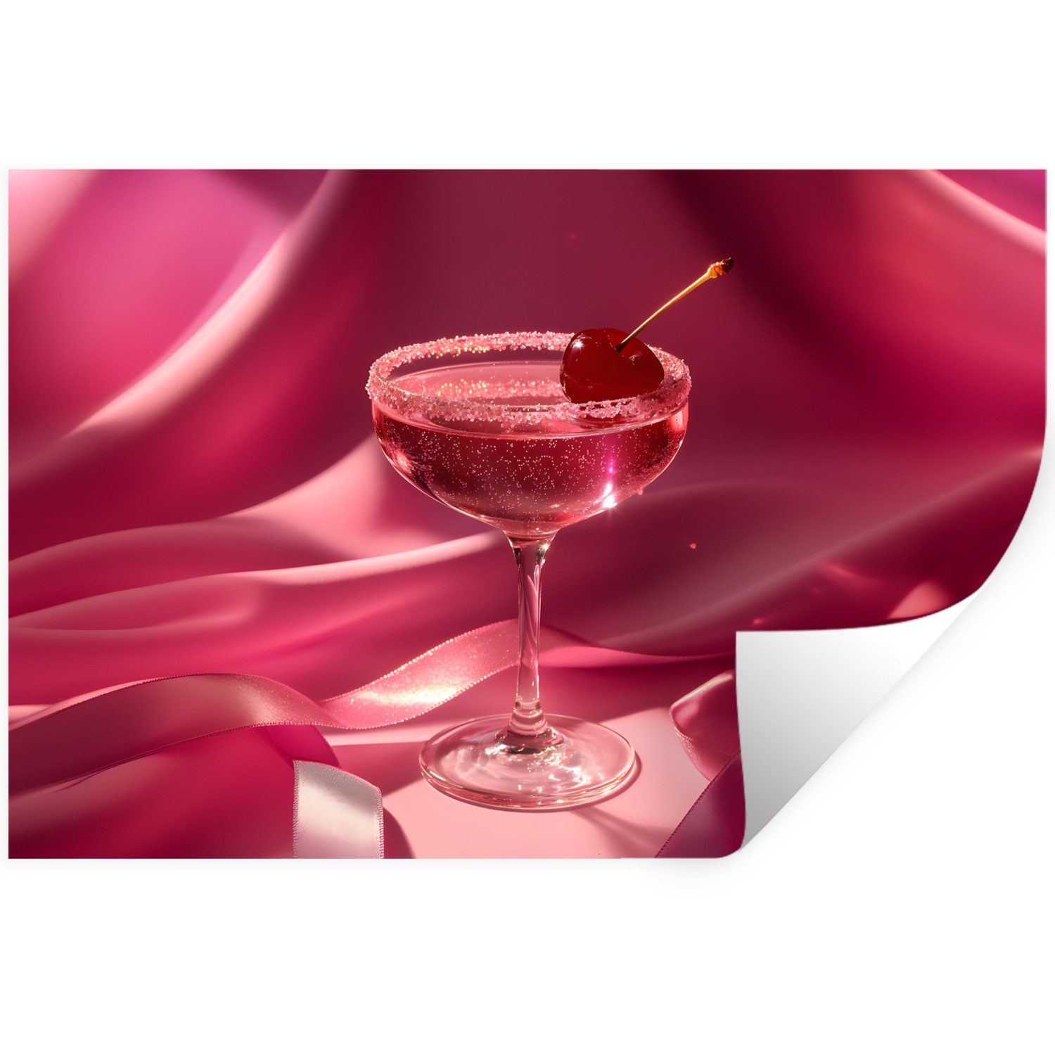 MuchoWow Wandsticker Cocktail - Rosa - Luxe (1 St), Wanddeko, Aufkleber, Wandtattoo, 120x80 cm