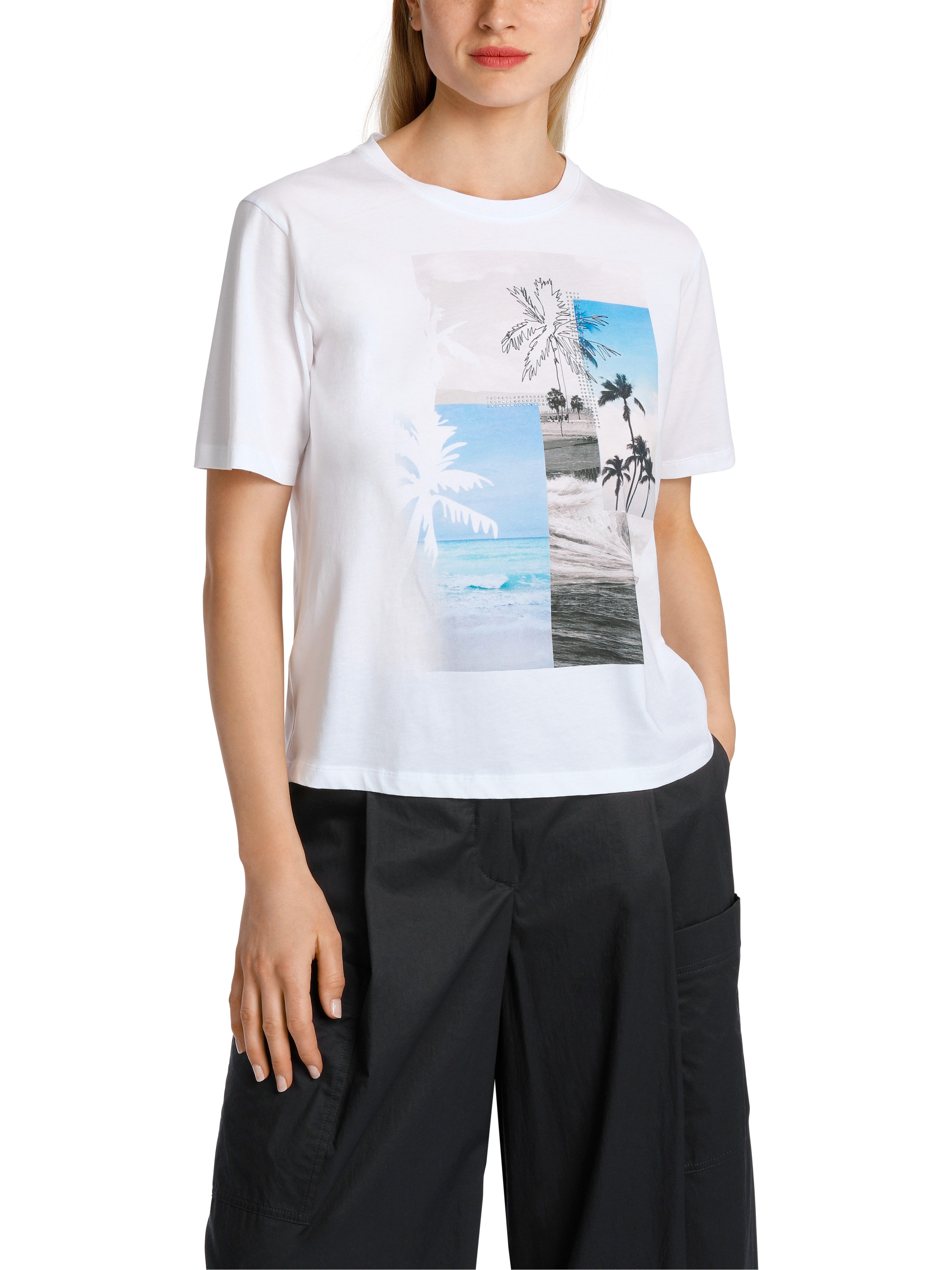 Marc Cain T-Shirt "Sports Beach Point" Premium Damenmode "Rethink Together" T-Shirt mit Strass