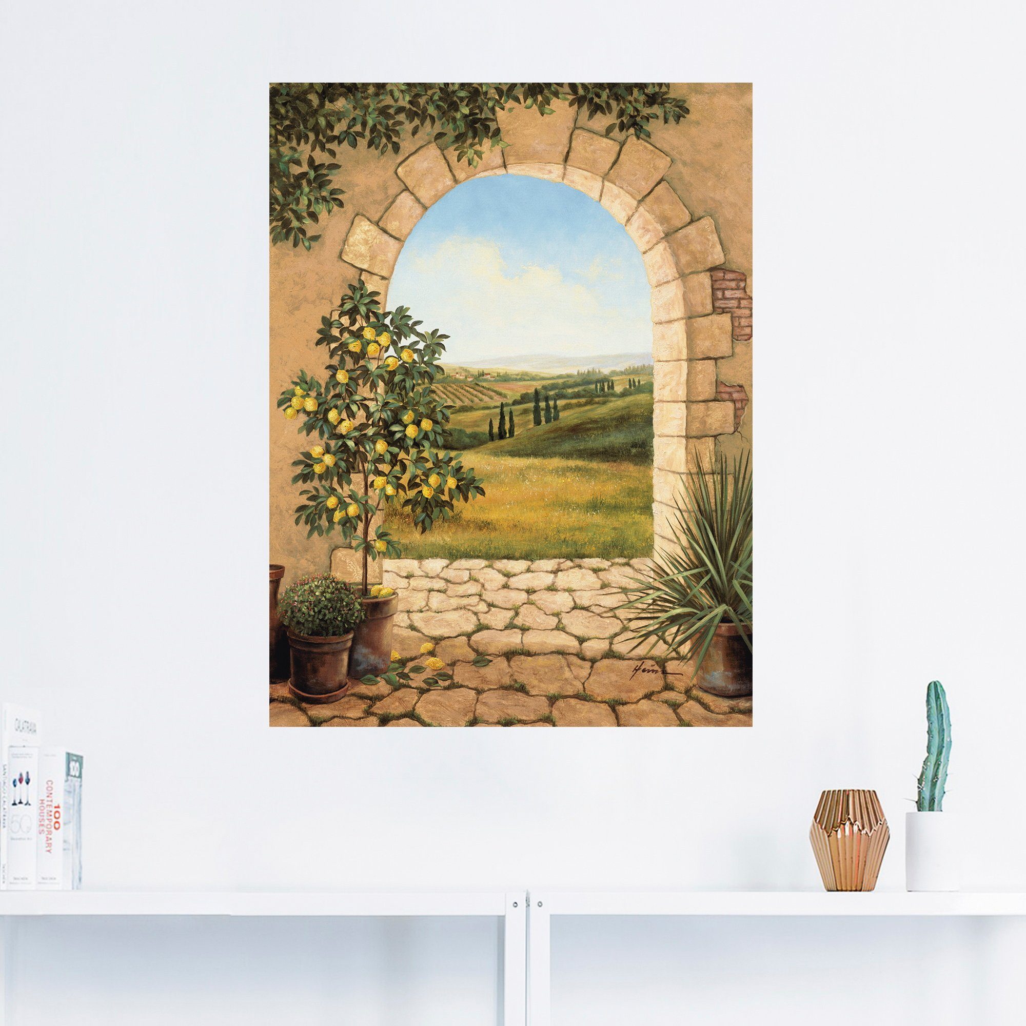 Artland Wandbild Zitronenbaum vorm Torbogen, Fensterblick günstig online kaufen