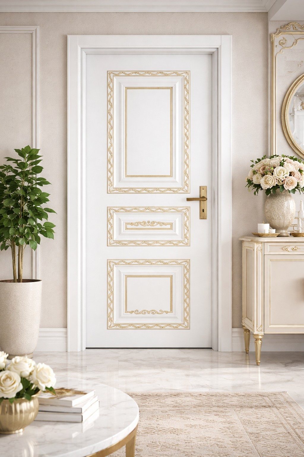 Xlmoebel Zimmertür Weiße Designer Sicherheitstür für Eingänge und Wohnungen, Made in Europa