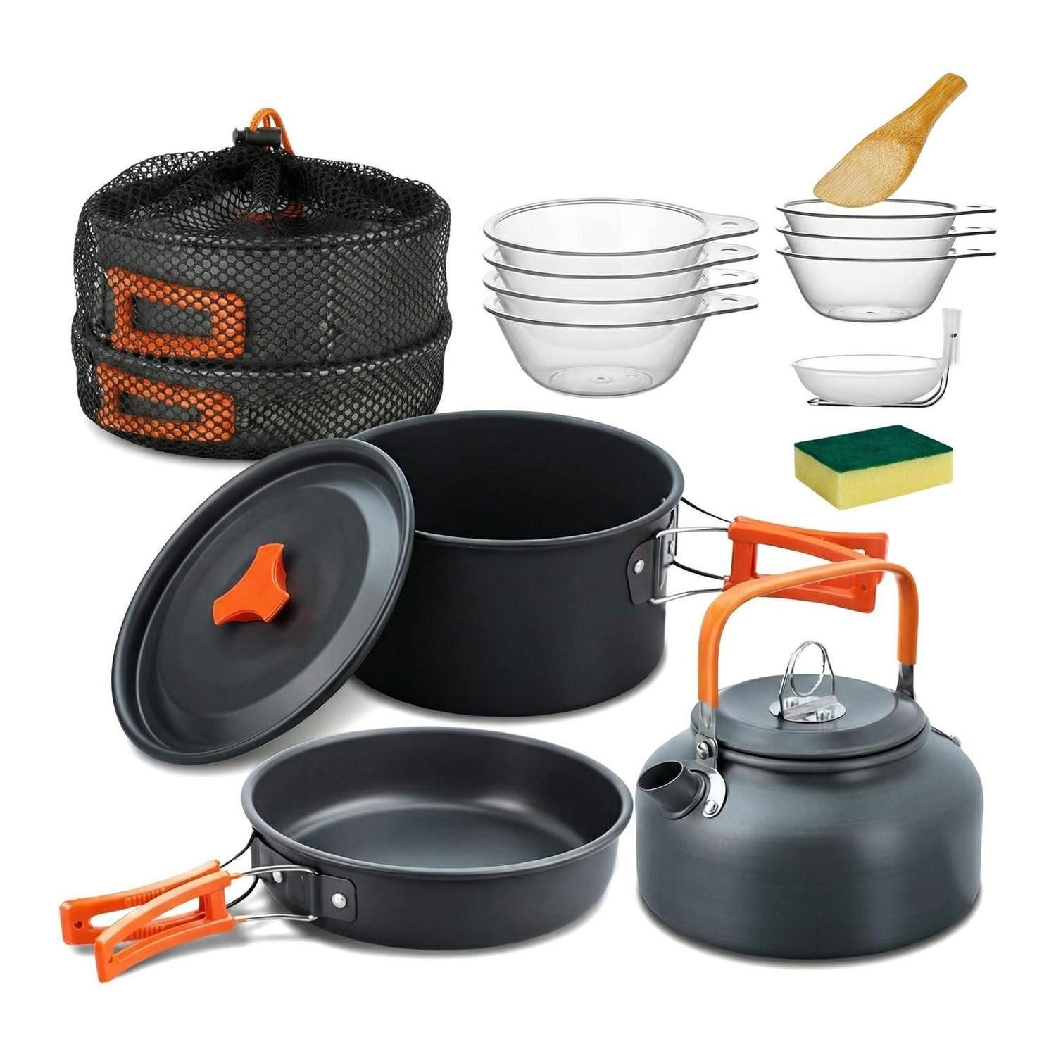 LuxusKollektion Geschirr-Set Camping Kochgeschirr Set 10-teilig Outdoor Aluminium, Metall