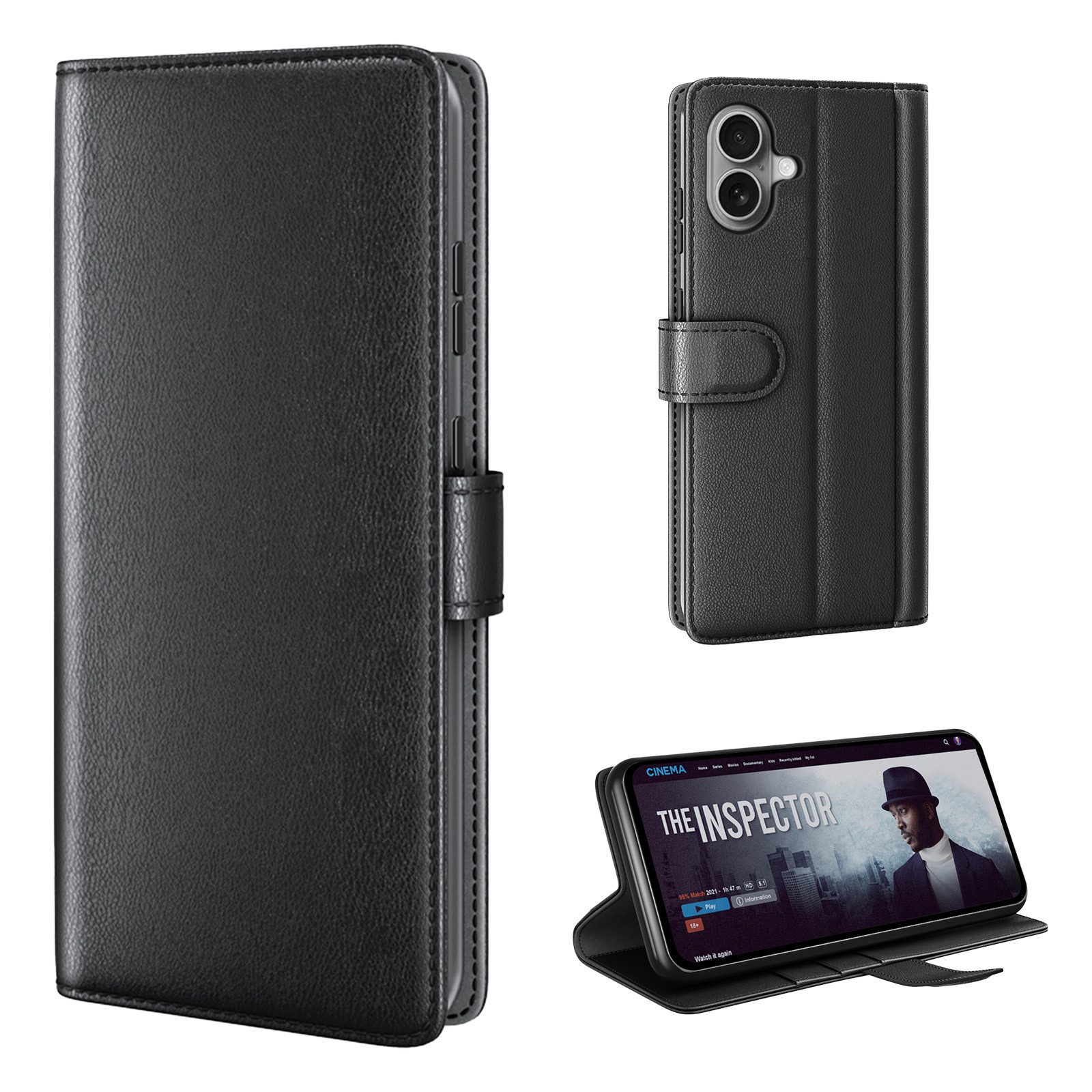 Tec-Expert Handyhülle Echtleder Hülle für Apple iPhone 17, Cover Klapphülle Case mit Kartenfächern und Geldfach aufstellbar