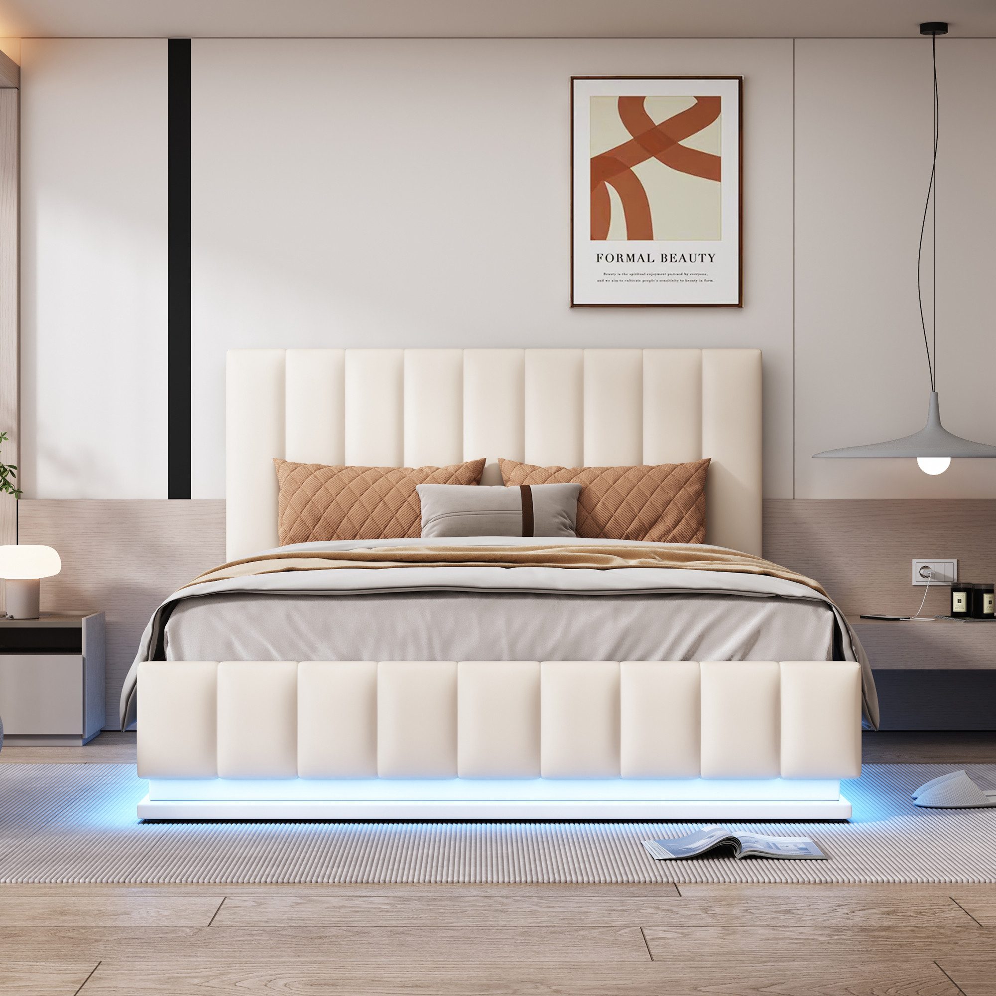 Rutaqian Boxspringbett Stauraumbett mit LED Polsterbett günstig online kaufen