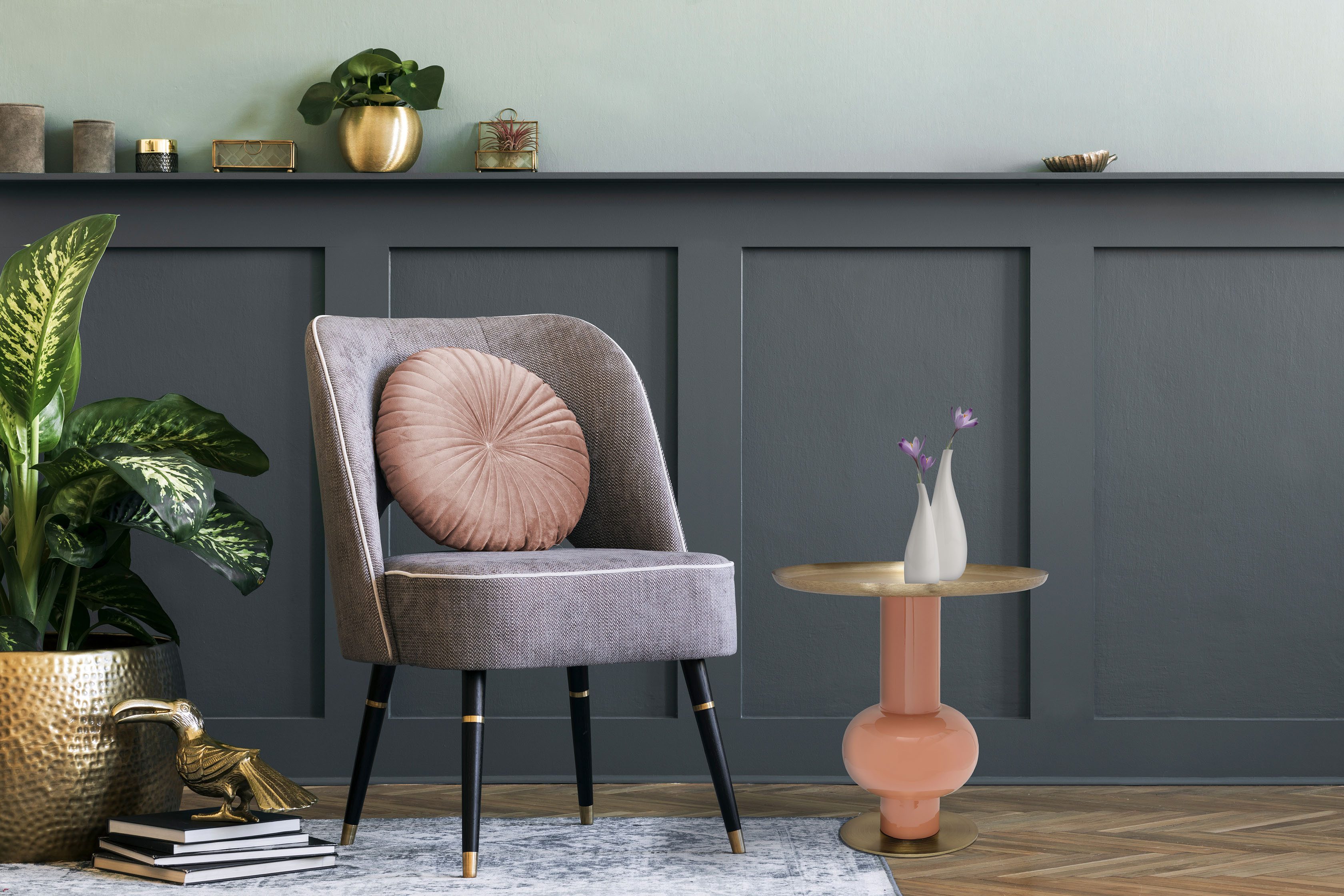 Kayoom Beistelltisch Art Deco 2225, Beistelltisch aus Eisen, dekoratives Design (1-St), Handarbeit, lackierter Tisch mit Metalleffekten, dekorativ