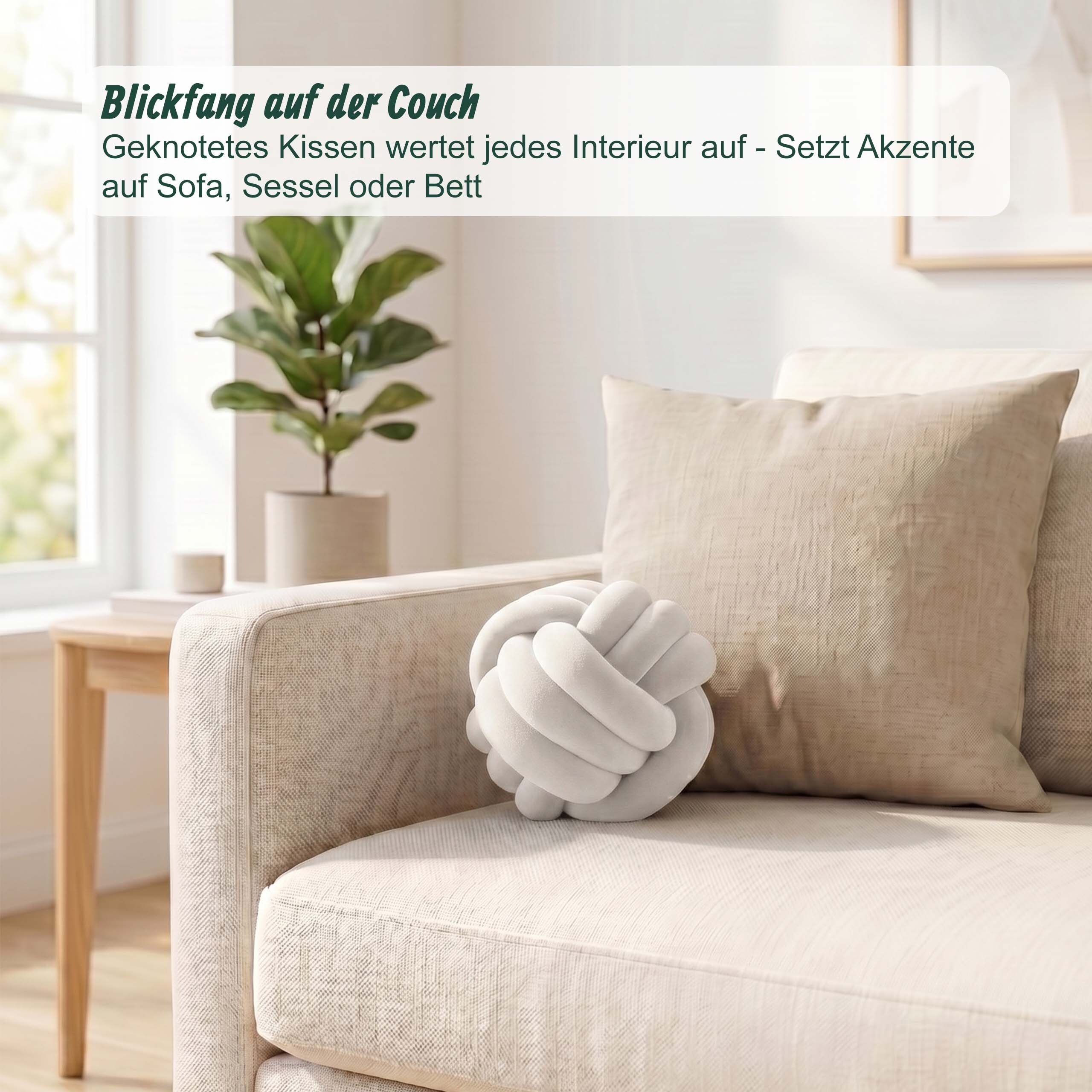 relaxdays Dekokissen Knotenkissen, Beige – Bild 2 von 5