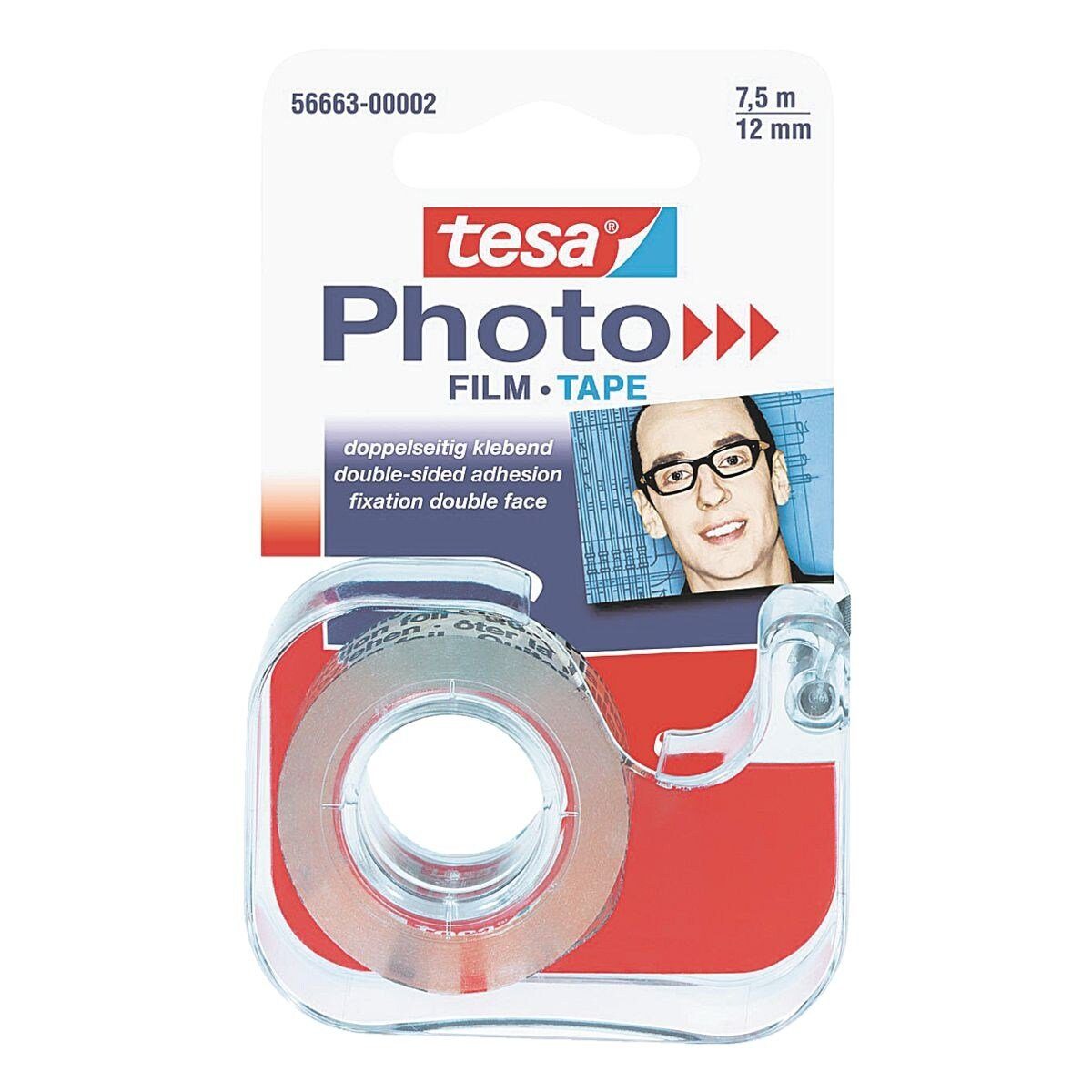 tesa Klebeband Photo 12 mm/7,5 m, transparent, beidseitig klebend, inkl. Abroller