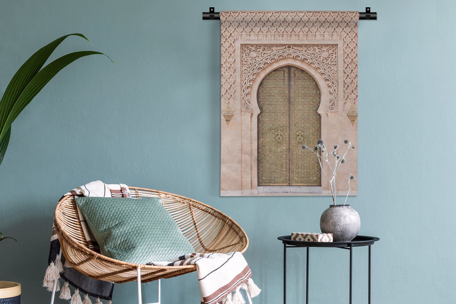 MuchoWow Wanddekoobjekt Marokkanische Tür Kunst Rosa Tapisserie, an Wand, für Deko - Schlafzimmer Wohnzimmer, - Tor, - der