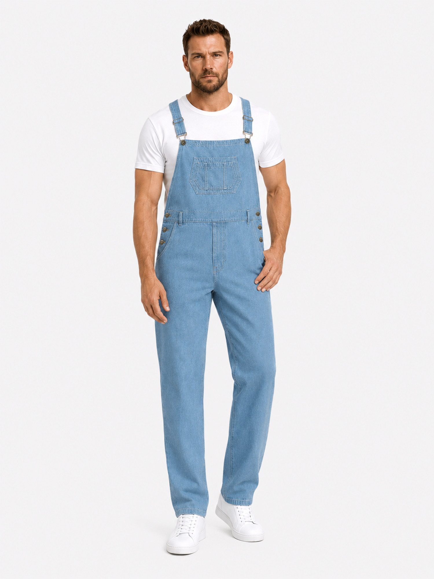 YOUTHUP Jeanslatzhose Herren Unifarbige Jeans Loose Fit Overall