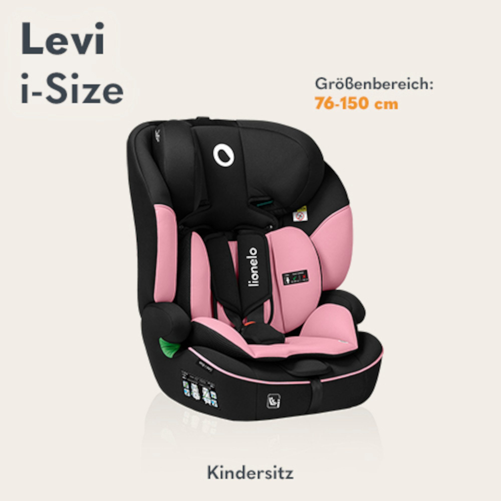 lionelo Autokindersitz LEVI I-SIZE, ab: 15 Monaten, bis: 12 Jahre, (Set), i-Size / Universell passend, passt in alle Autos