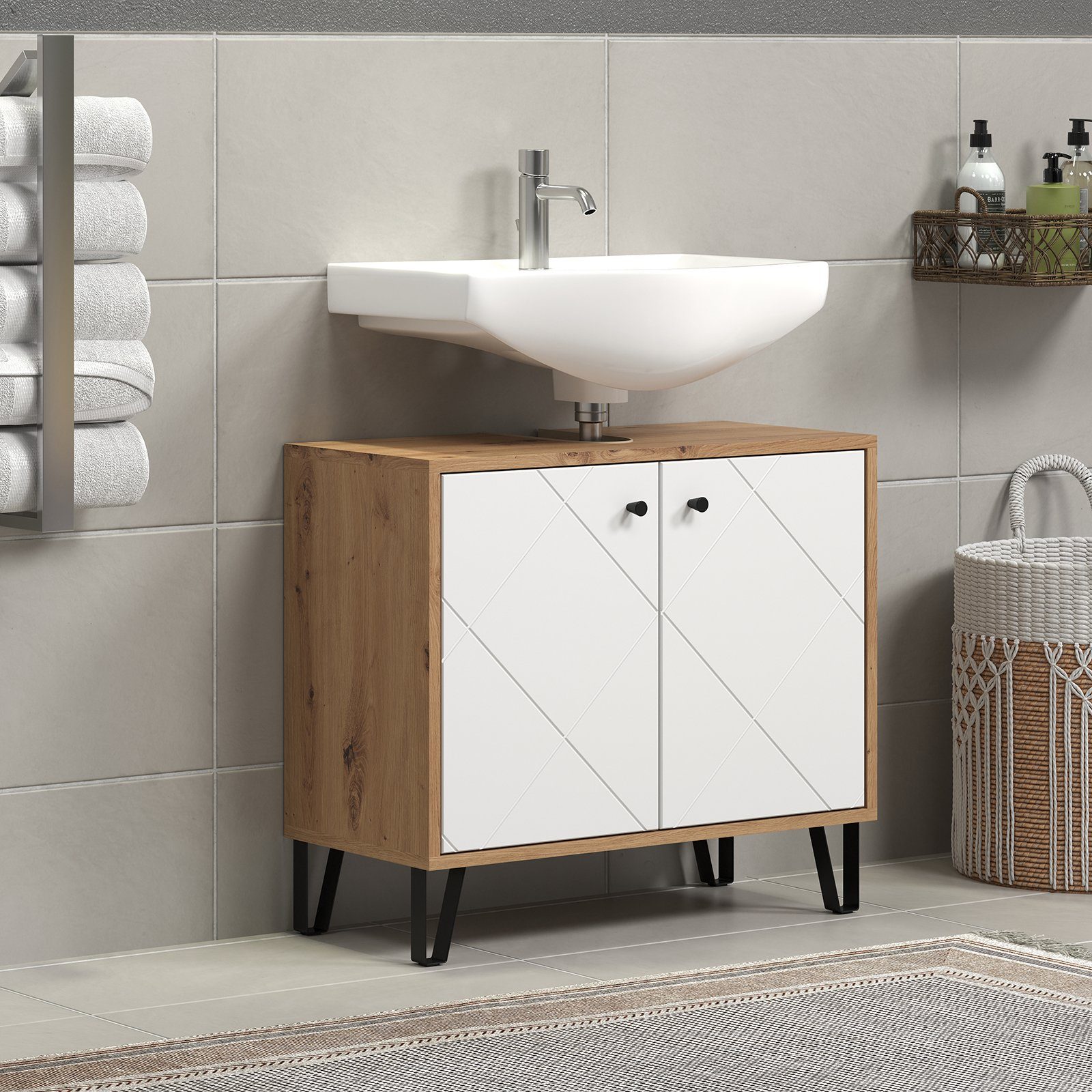 trendteam Waschbeckenunterschrank Kommode Badschrank Badezimmerschrank Schr günstig online kaufen