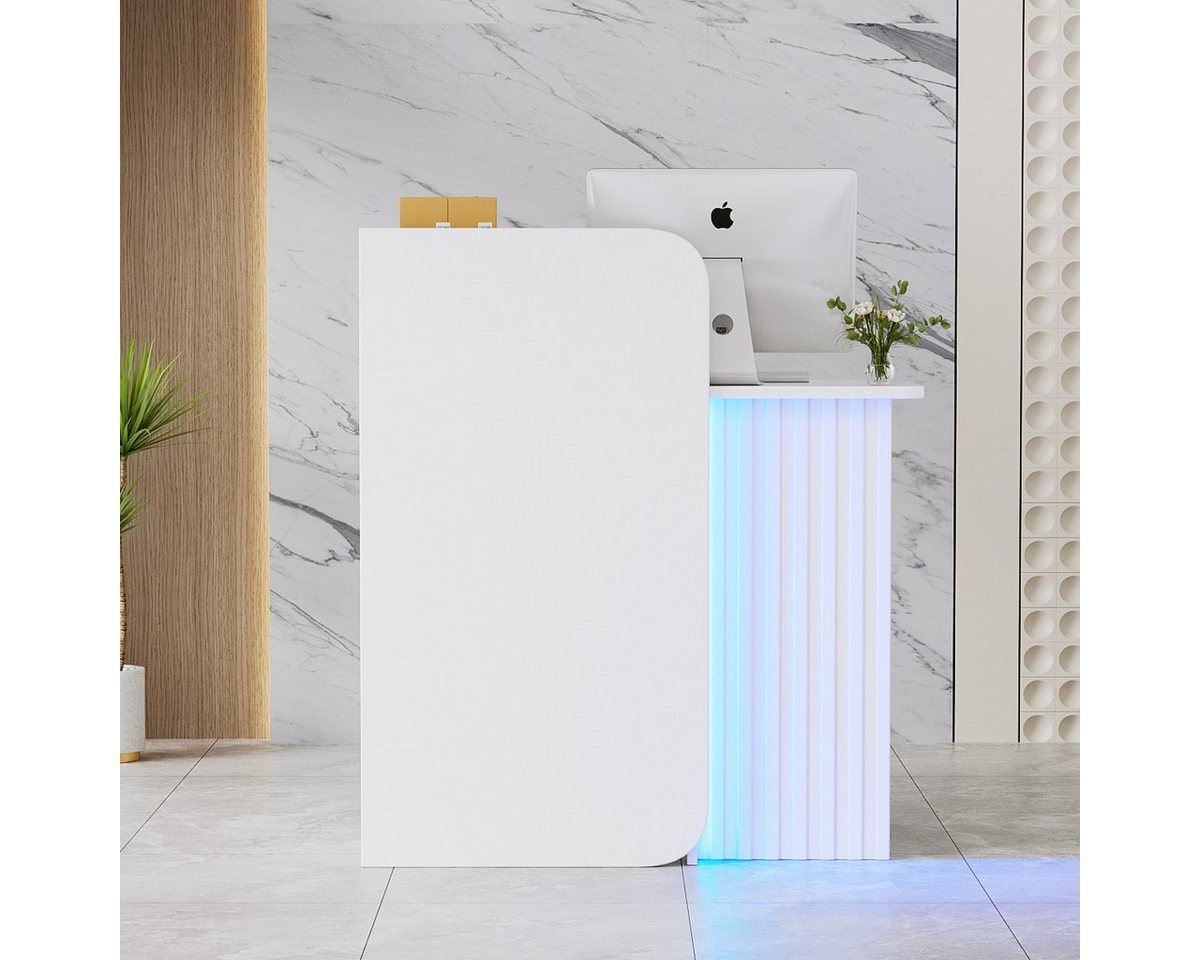 PEALOV Empfangstheke mit RGB-LED-Beleuchtung und 2 abschließbaren Schubladen (1-St), Moderner Empfangstresen für Büro, Salon und Geschäft, 80 cm