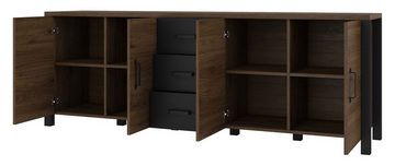 Helvetia Sideboard Olin (1 St., 1-teilig), 220x48x79cm okapinussbaumfarben / schwarz supermatt