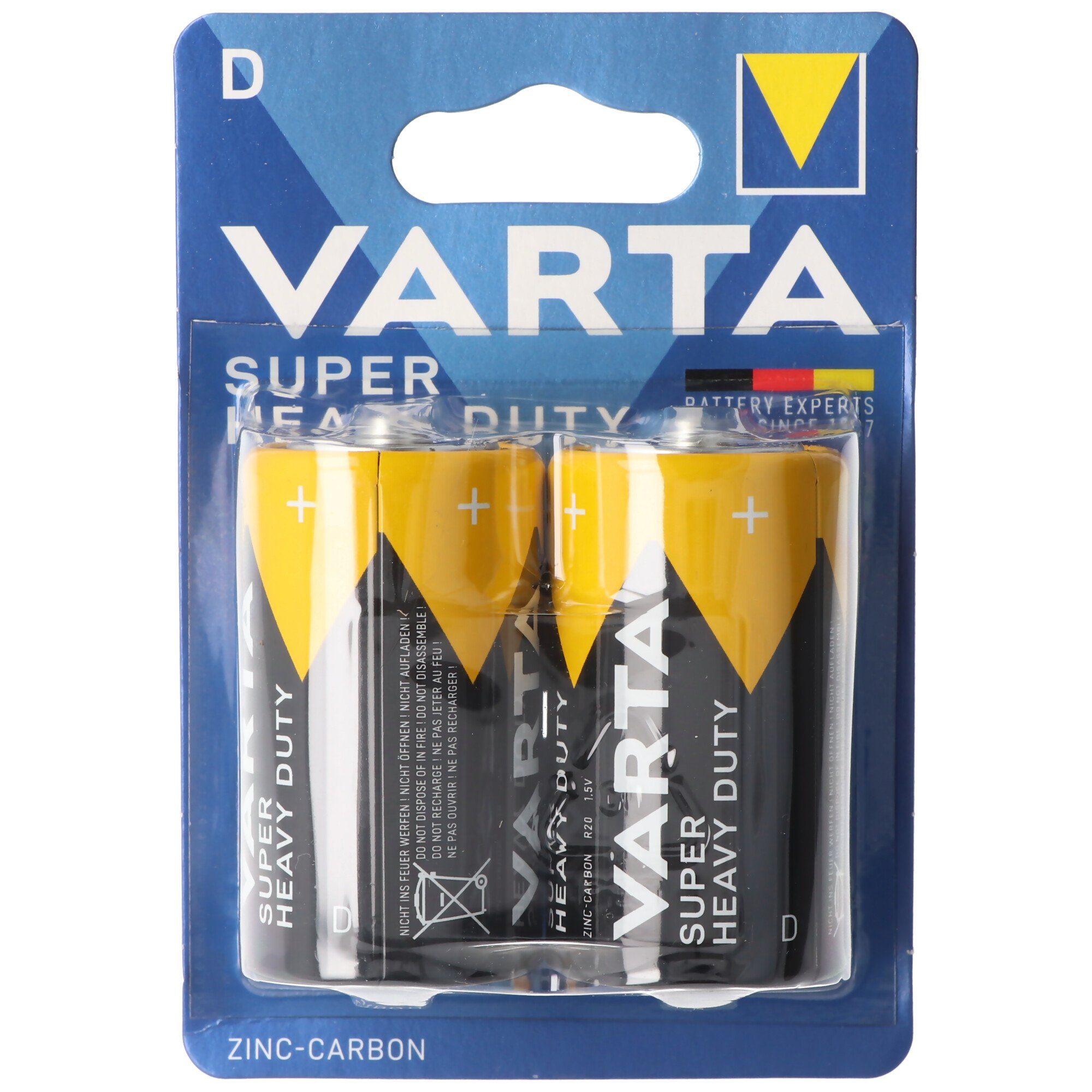 VARTA Varta Batterie Zink-Kohle, Mono, D, R20, 1.5V 2er Pack Batterie, (1,5 V)