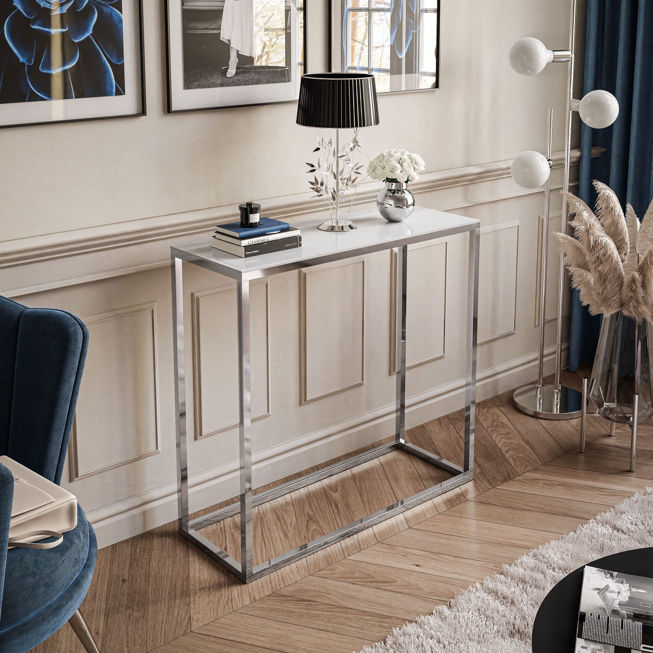 Lookway Konsolentisch MODERN GLASS mit silberfarbenem, verchromtem Gestell günstig online kaufen